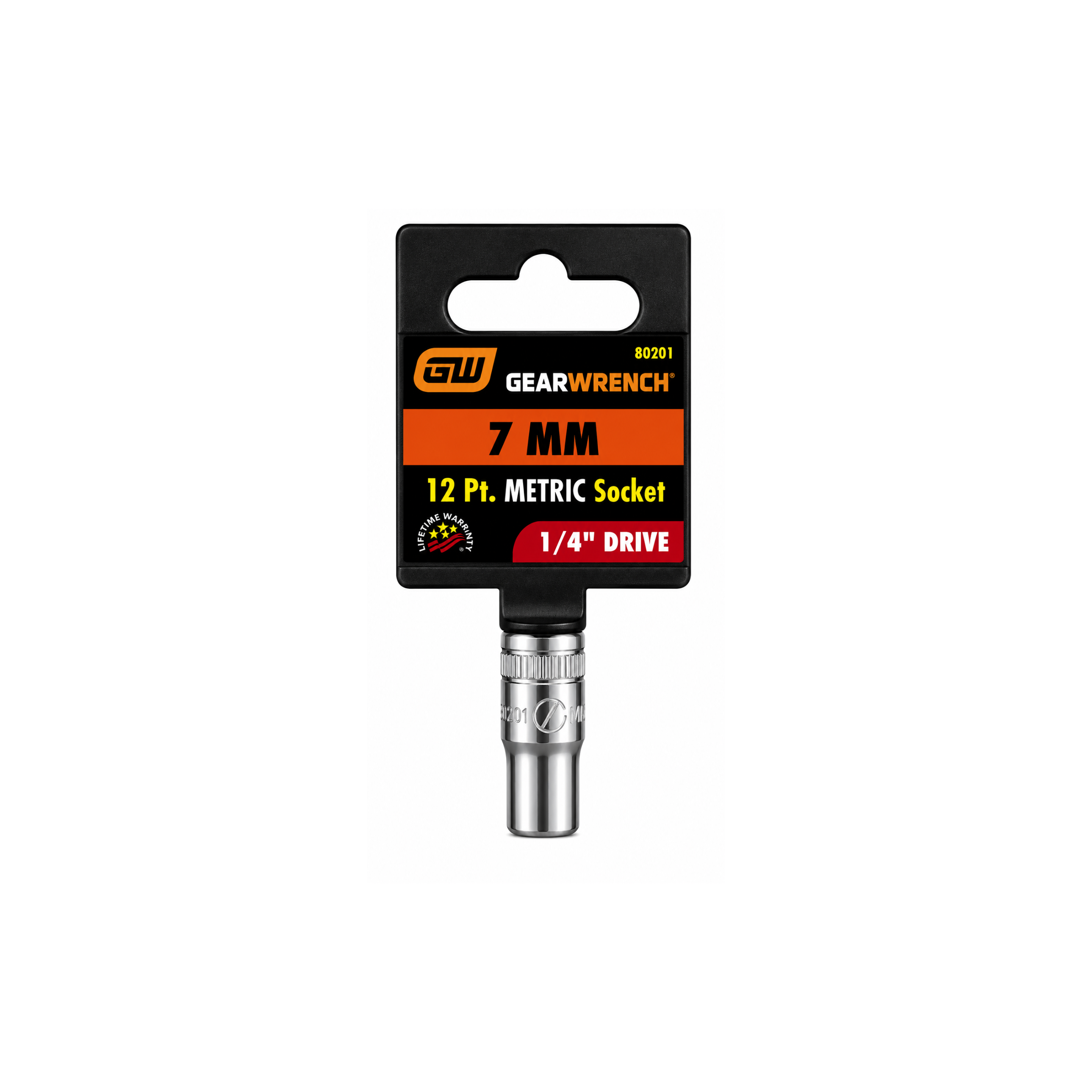 GEARWRENCH 7mm Metric Socket, 12-Point, 1/4" Drive (Model 80201)