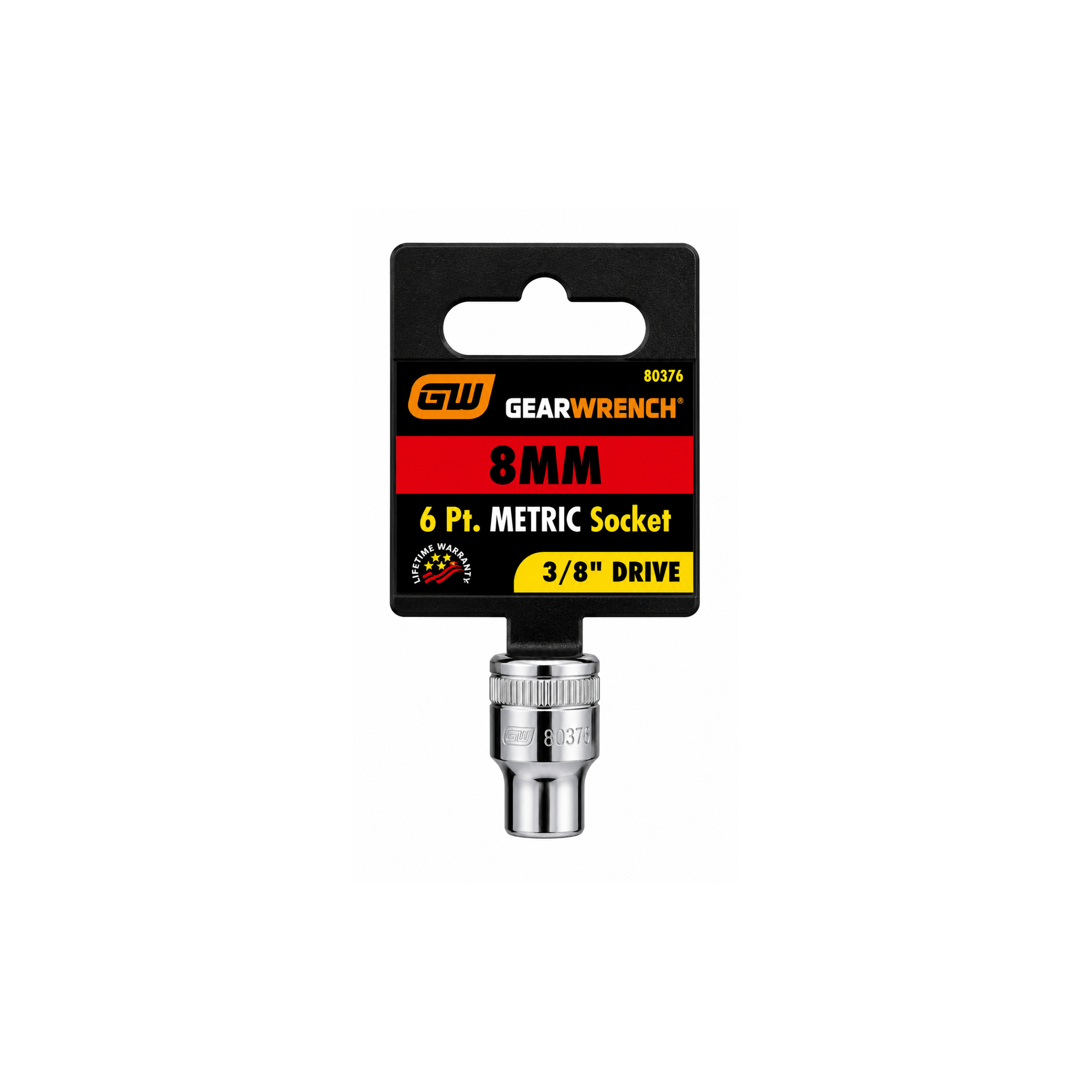 GEARWRENCH 8mm Metric Socket, 6-Point, 3/8" Drive (Model 80376)