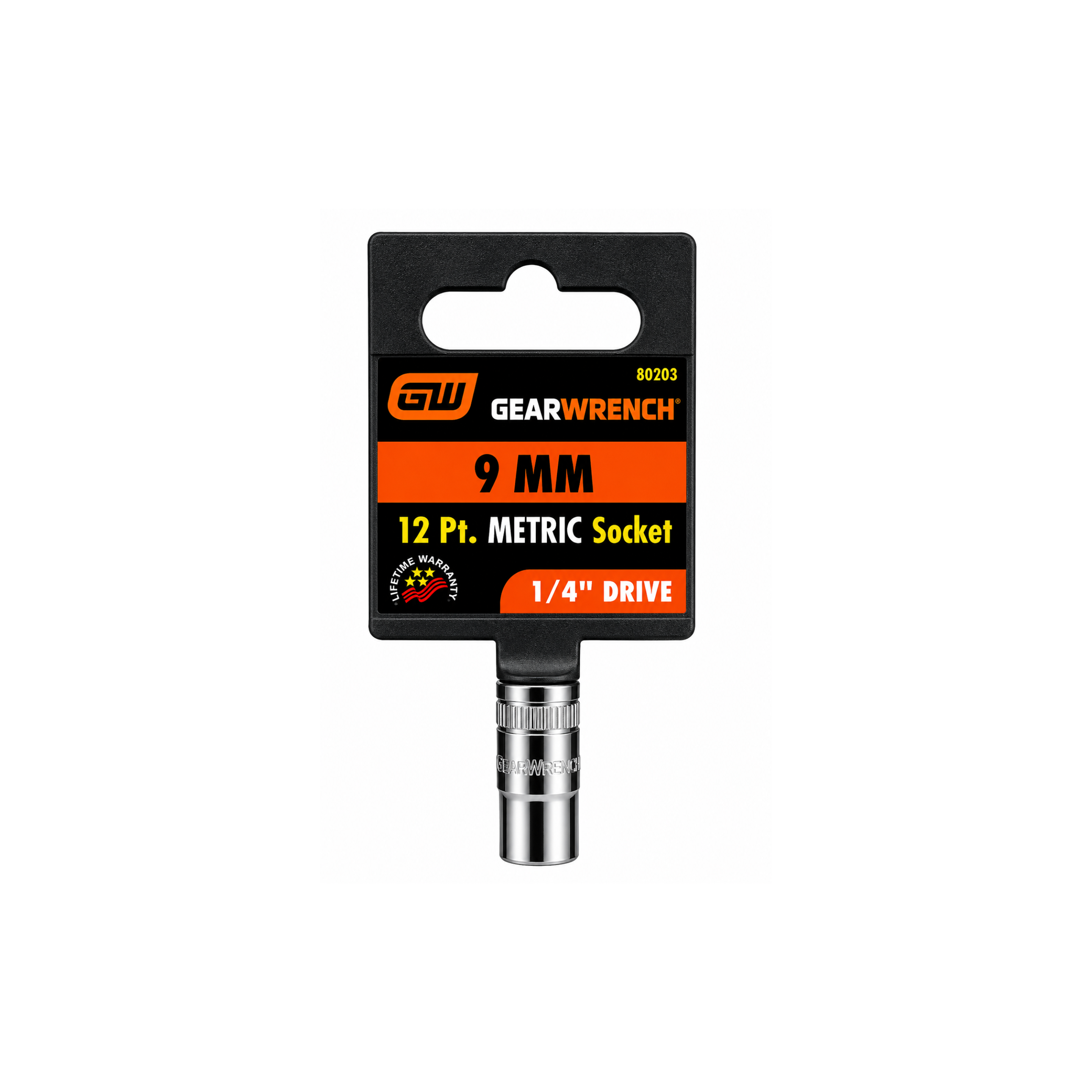 GEARWRENCH 9mm Metric Socket, 12-Point, 1/4" Drive (Model 80203)
