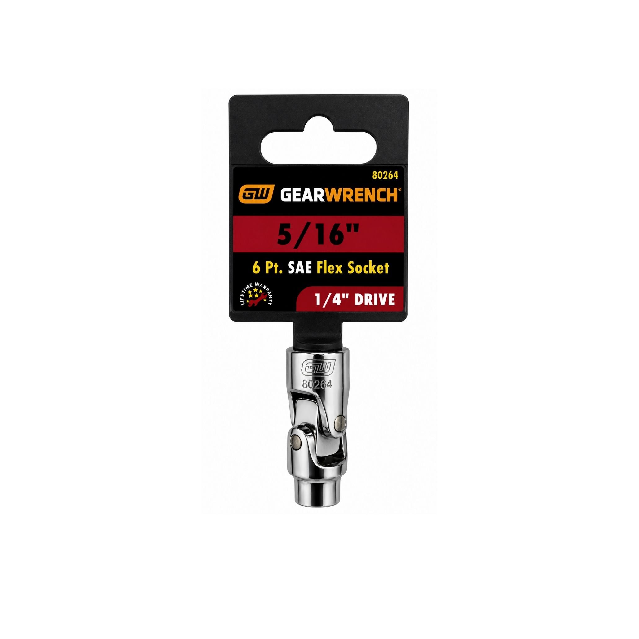 GEARWRENCH 5/16" SAE Flex Socket, 6-Point, 1/4" Drive (Model 80264)