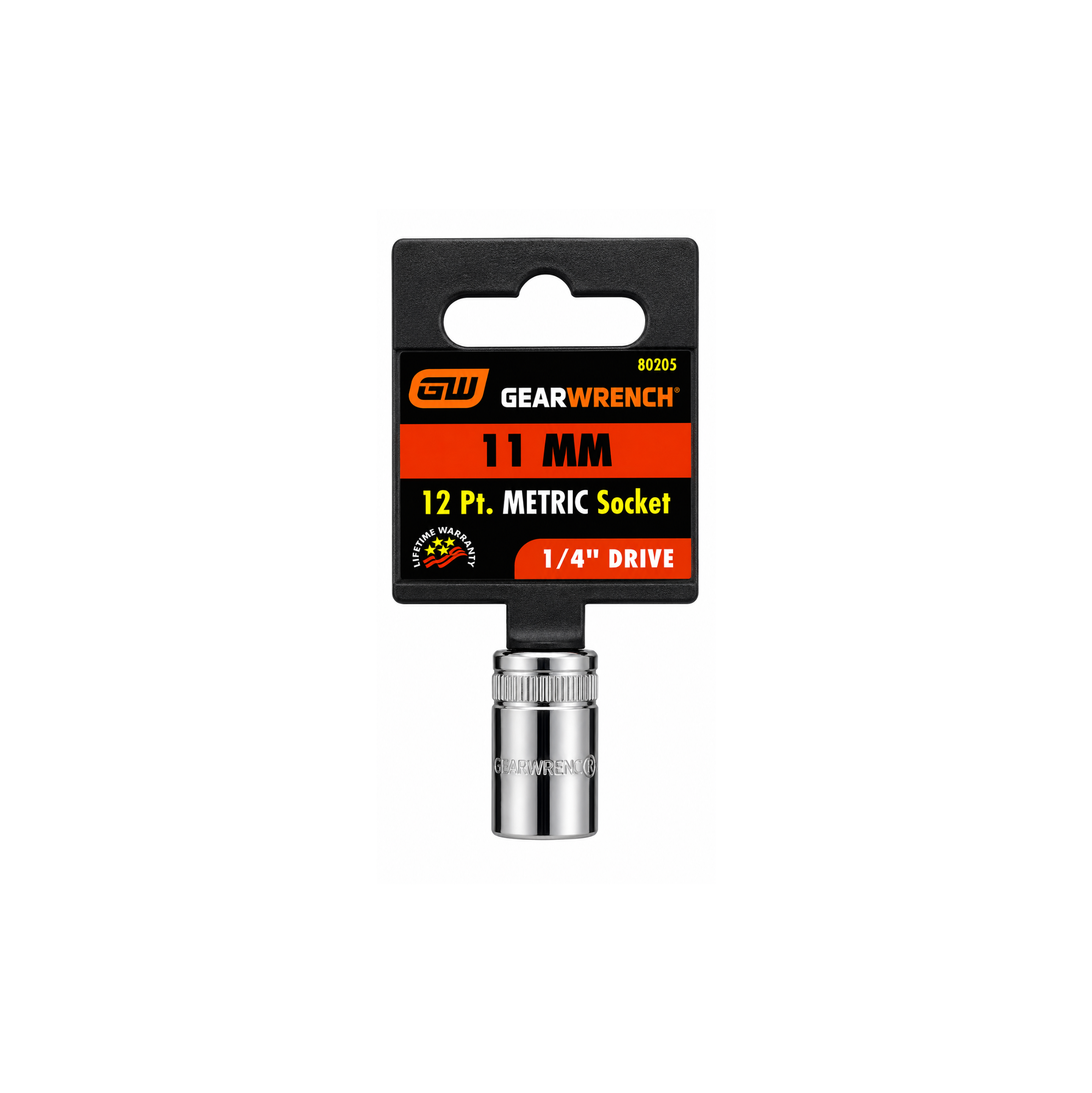 GEARWRENCH 11mm Metric Socket, 12-Point, 1/4" Drive (Model 80205)