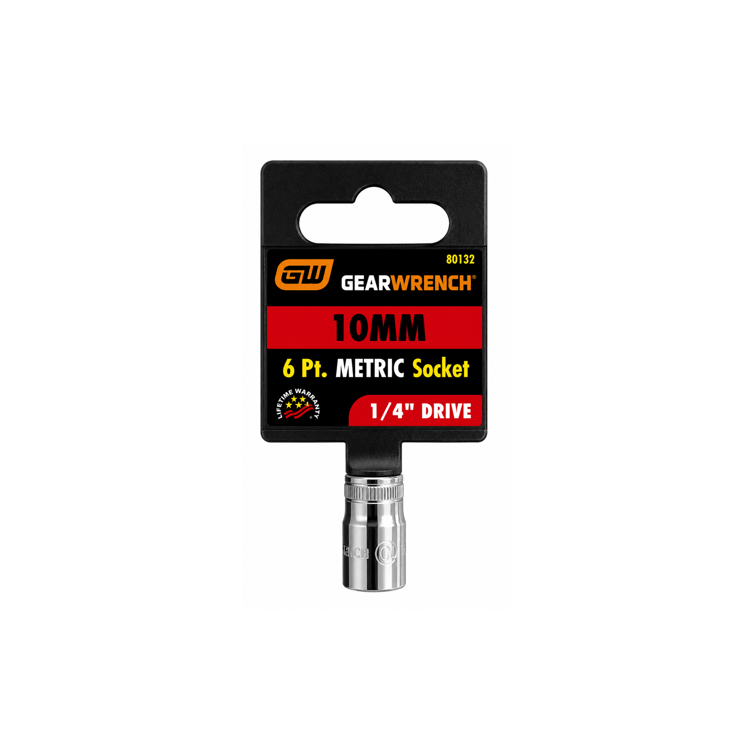 GEARWRENCH 10mm Metric Socket, 6-Point, 1/4" Drive (Model 80132)