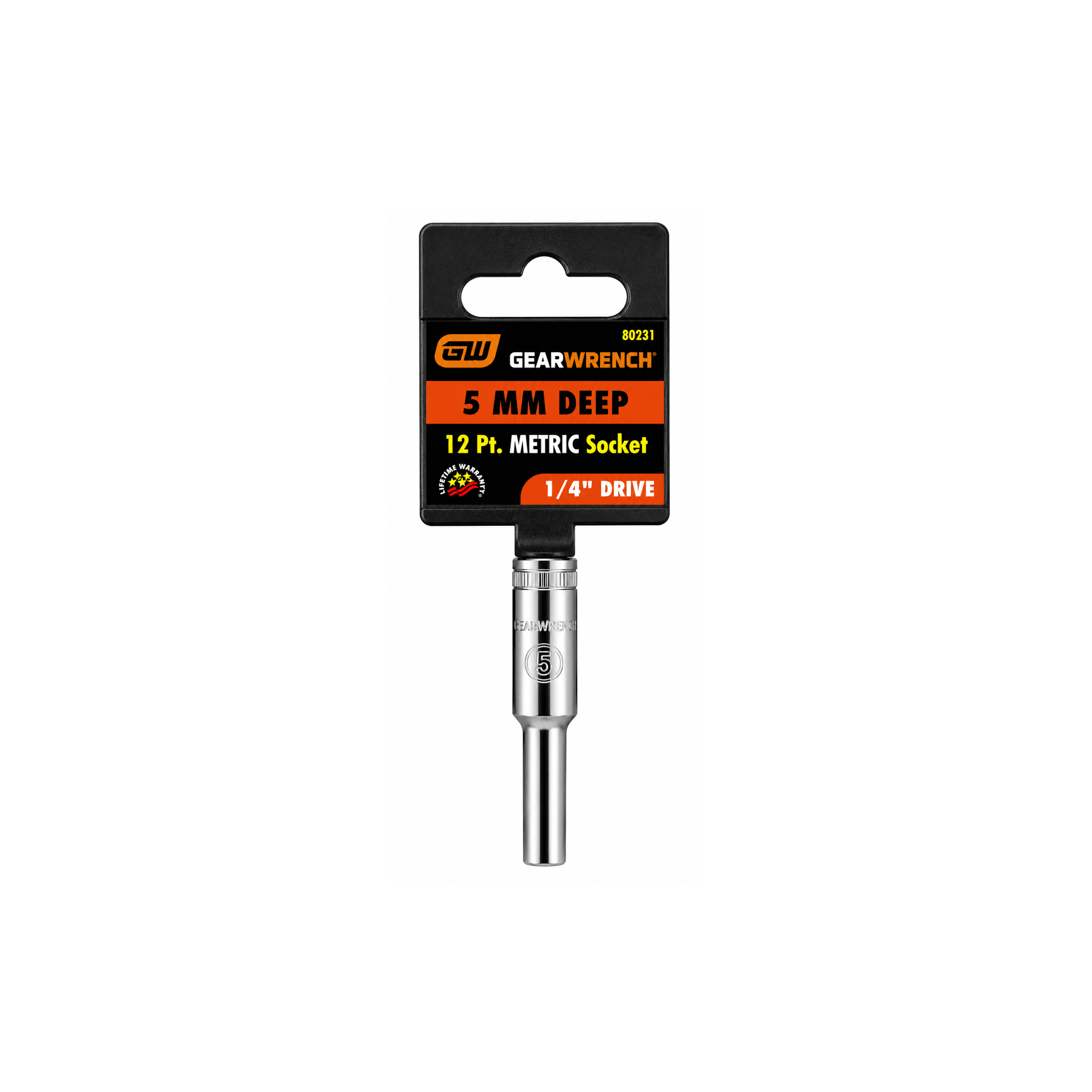 GEARWRENCH 5mm Deep Metric Socket, 12-Point, 1/4" Drive (Model 80231)
