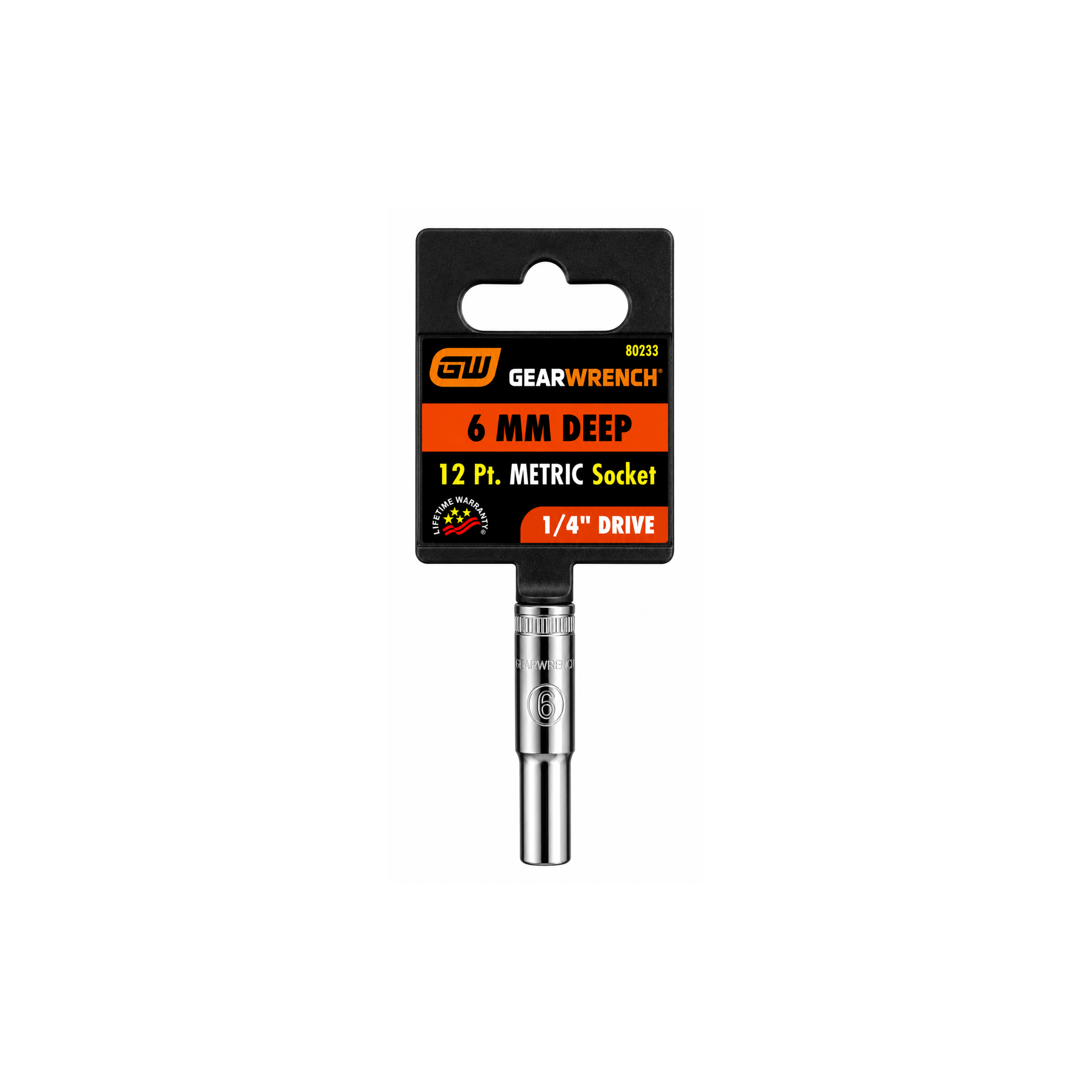 GEARWRENCH 6mm Deep Metric Socket, 12-Point, 1/4" Drive (Model 80233)