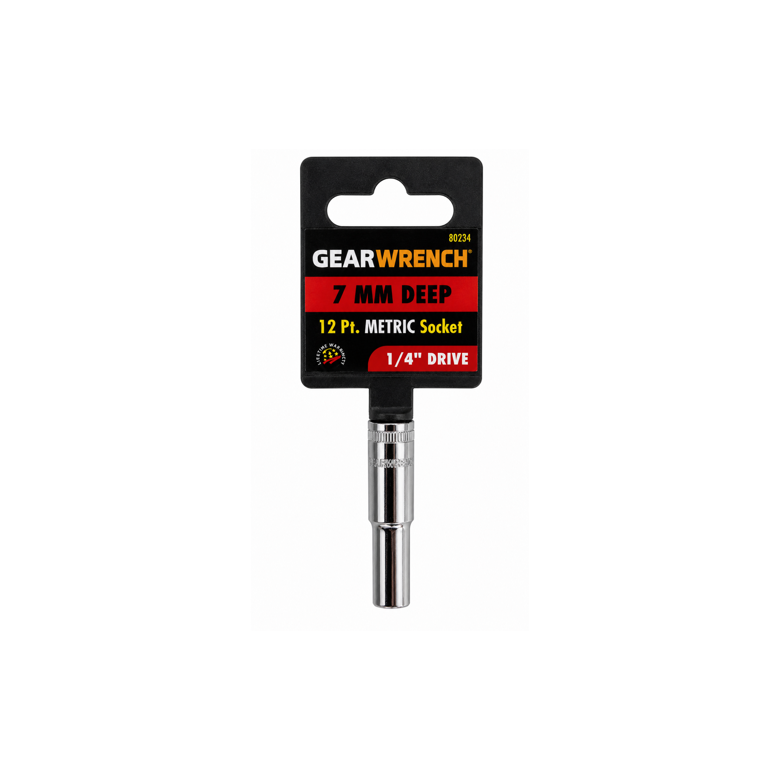 GEARWRENCH 7mm Deep Metric Socket, 12-Point, 1/4" Drive (Model 80234)