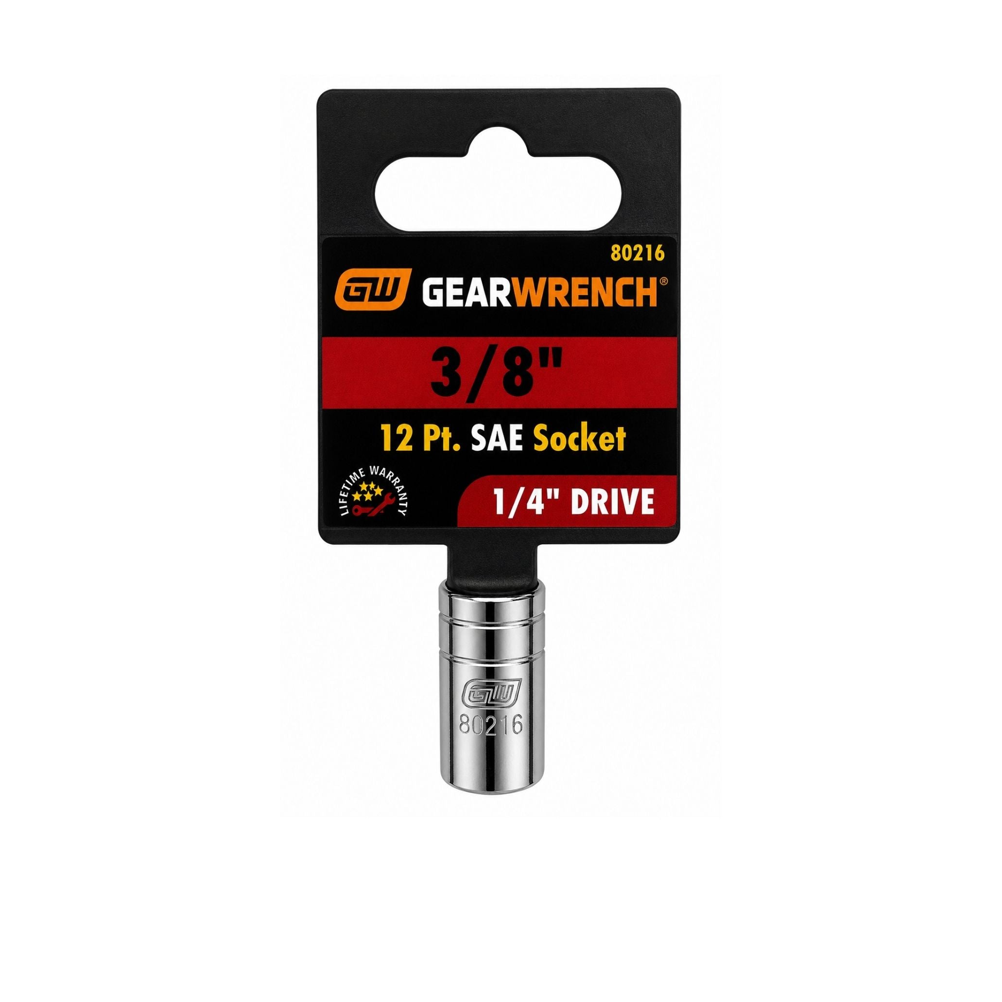 GEARWRENCH 3/8" SAE Socket, 12-Point, 1/4" Drive (Model 80216)