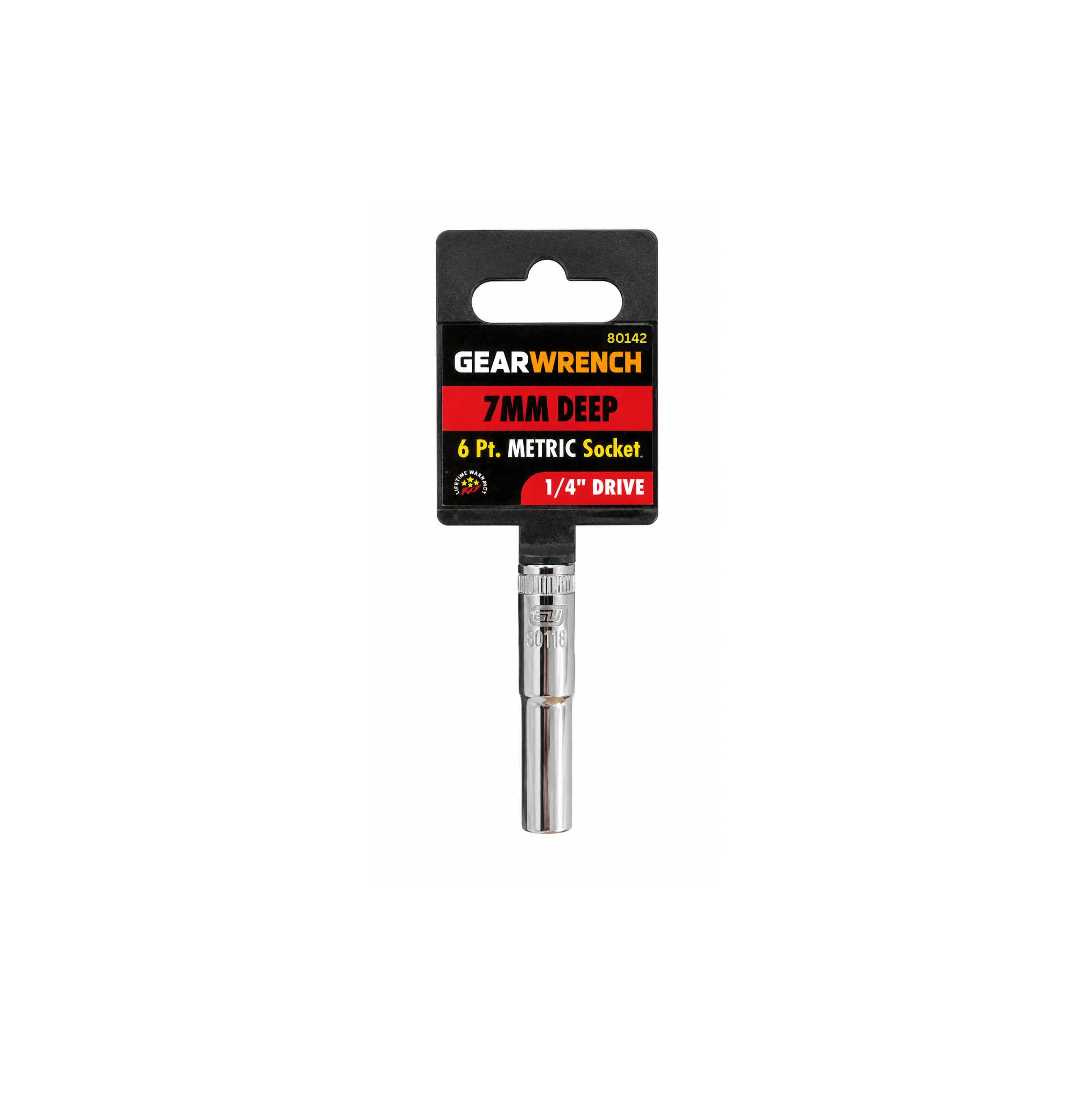 GEARWRENCH 7mm Deep Metric Socket, 6-Point, 1/4" Drive (Model 80142)