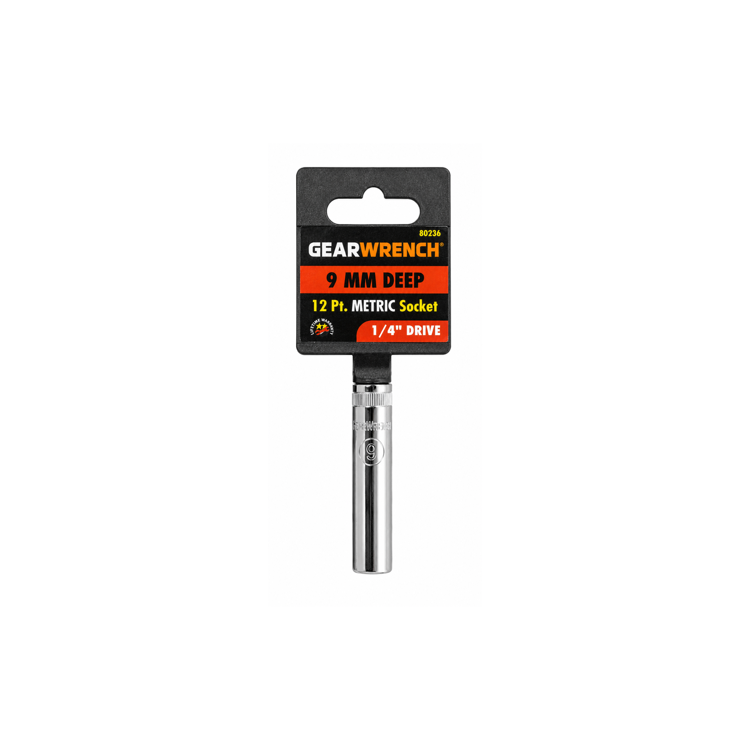 GEARWRENCH 8mm Deep Metric Socket, 12-Point, 1/4" Drive (Model 80236)