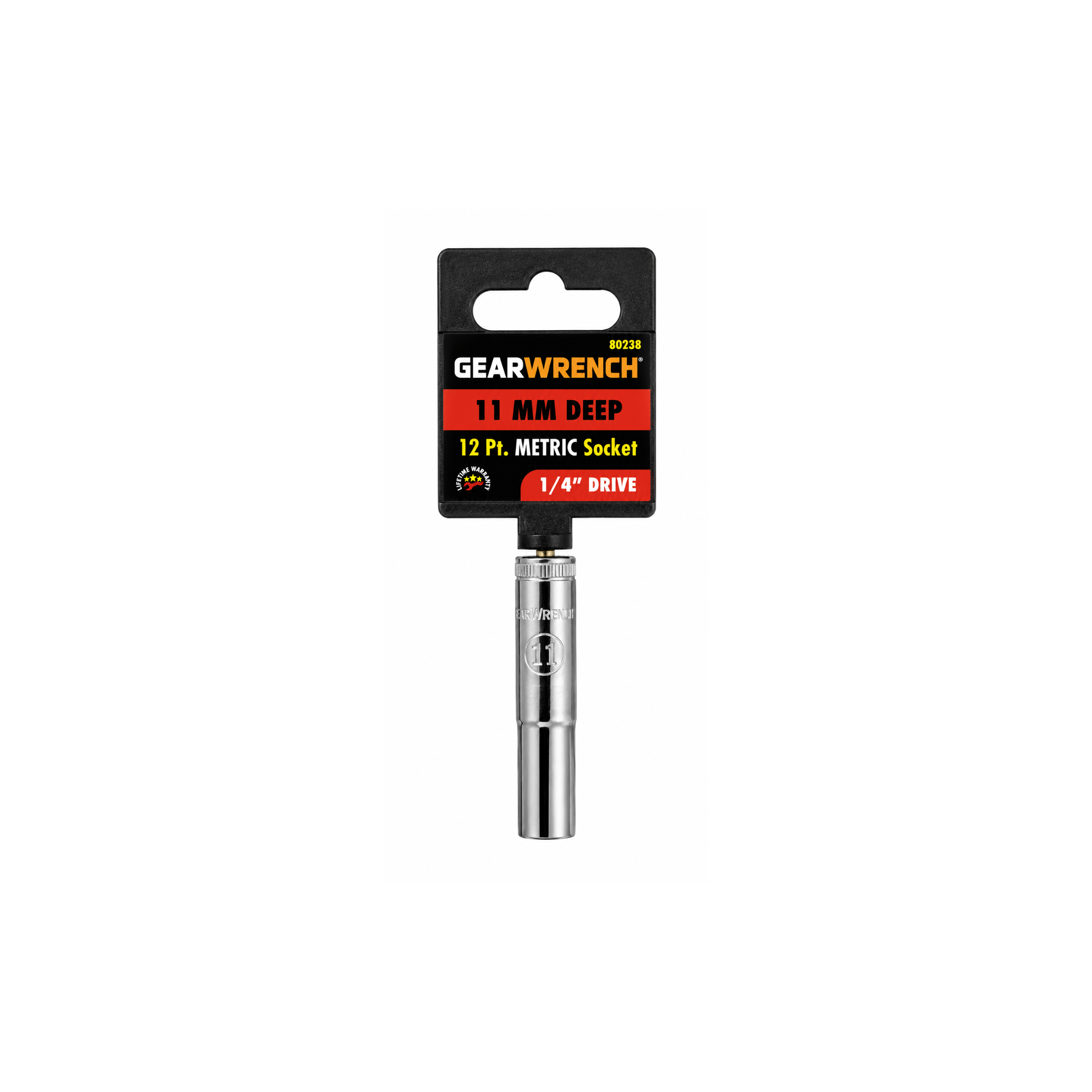 GEARWRENCH 11mm Deep Metric Socket, 12-Point, 1/4" Drive (Model 80238)