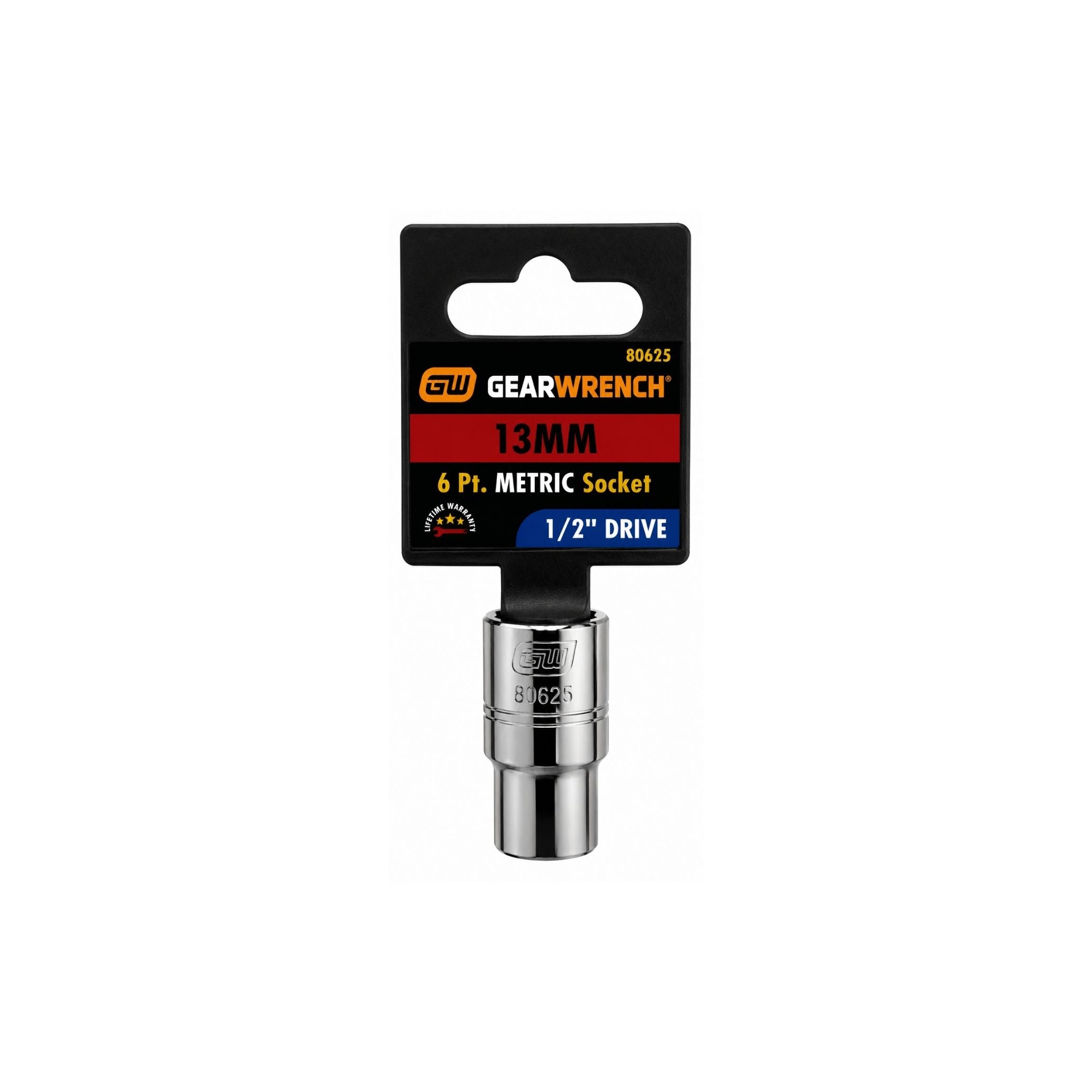 GEARWRENCH 13mm Metric Socket, 6-Point, 1/2" Drive (Model 80625)
