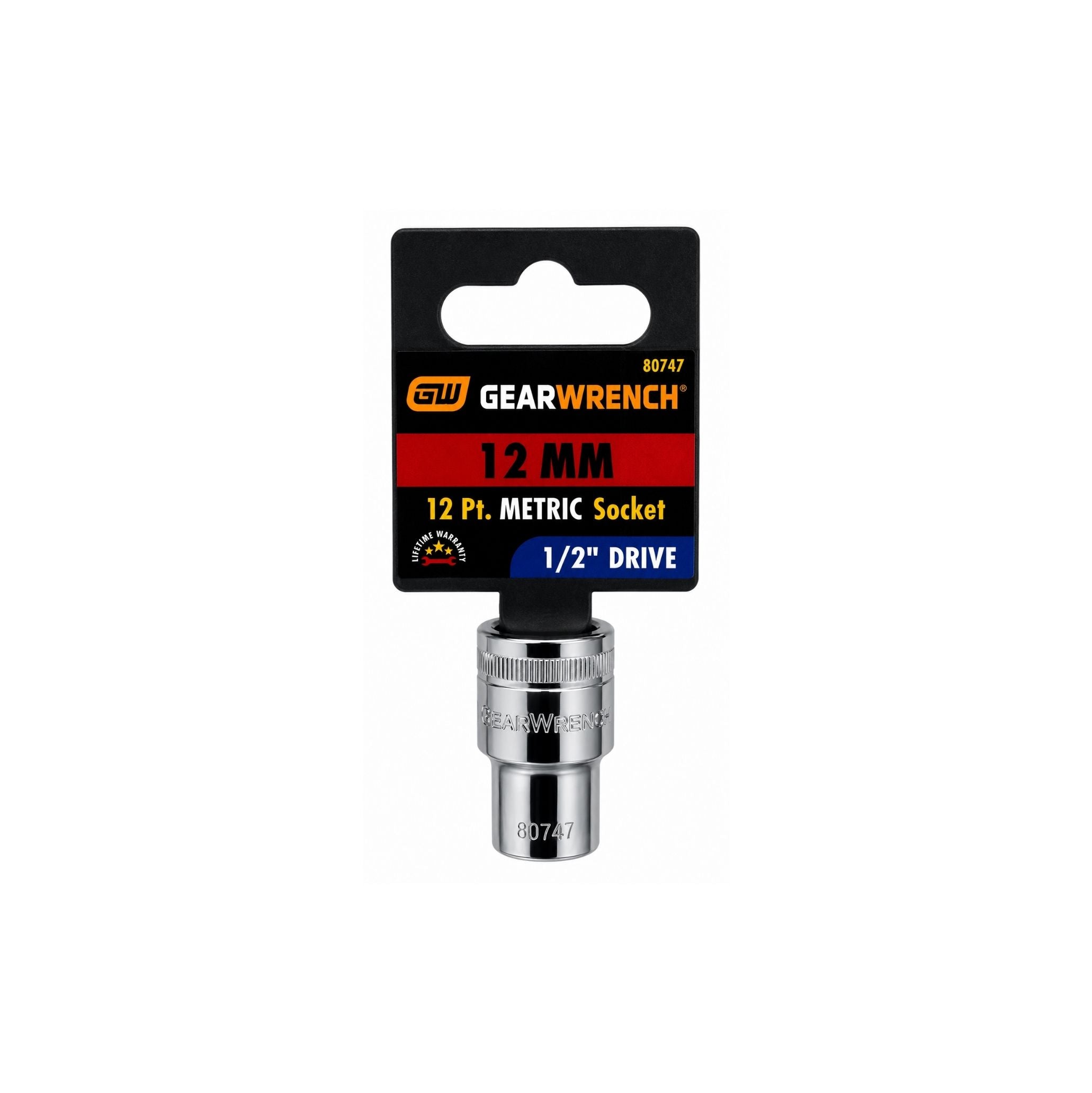 GEARWRENCH 12mm Metric Socket, 12-Point, 1/2" Drive (Model 80747)