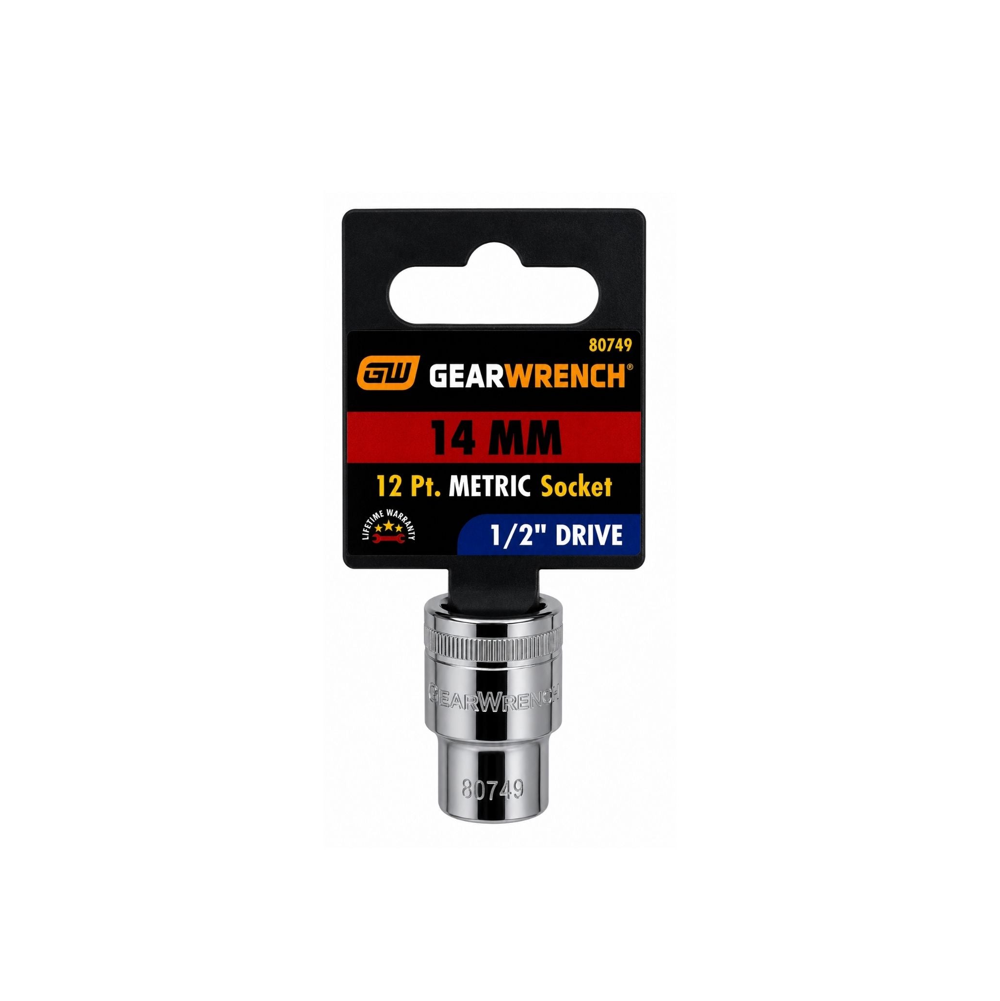 GEARWRENCH 14mm Metric Socket, 12-Point, 1/2" Drive (Model 80749)
