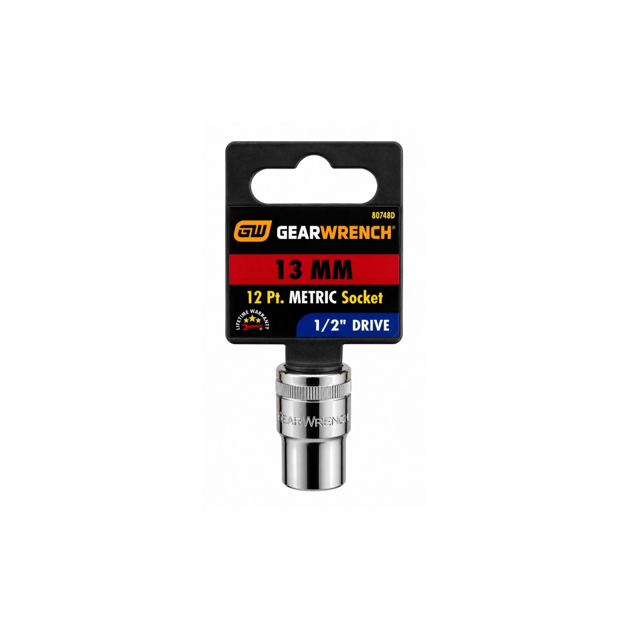 GEARWRENCH 13mm Metric Socket, 12-Point, 1/2" Drive (Model 80748D)