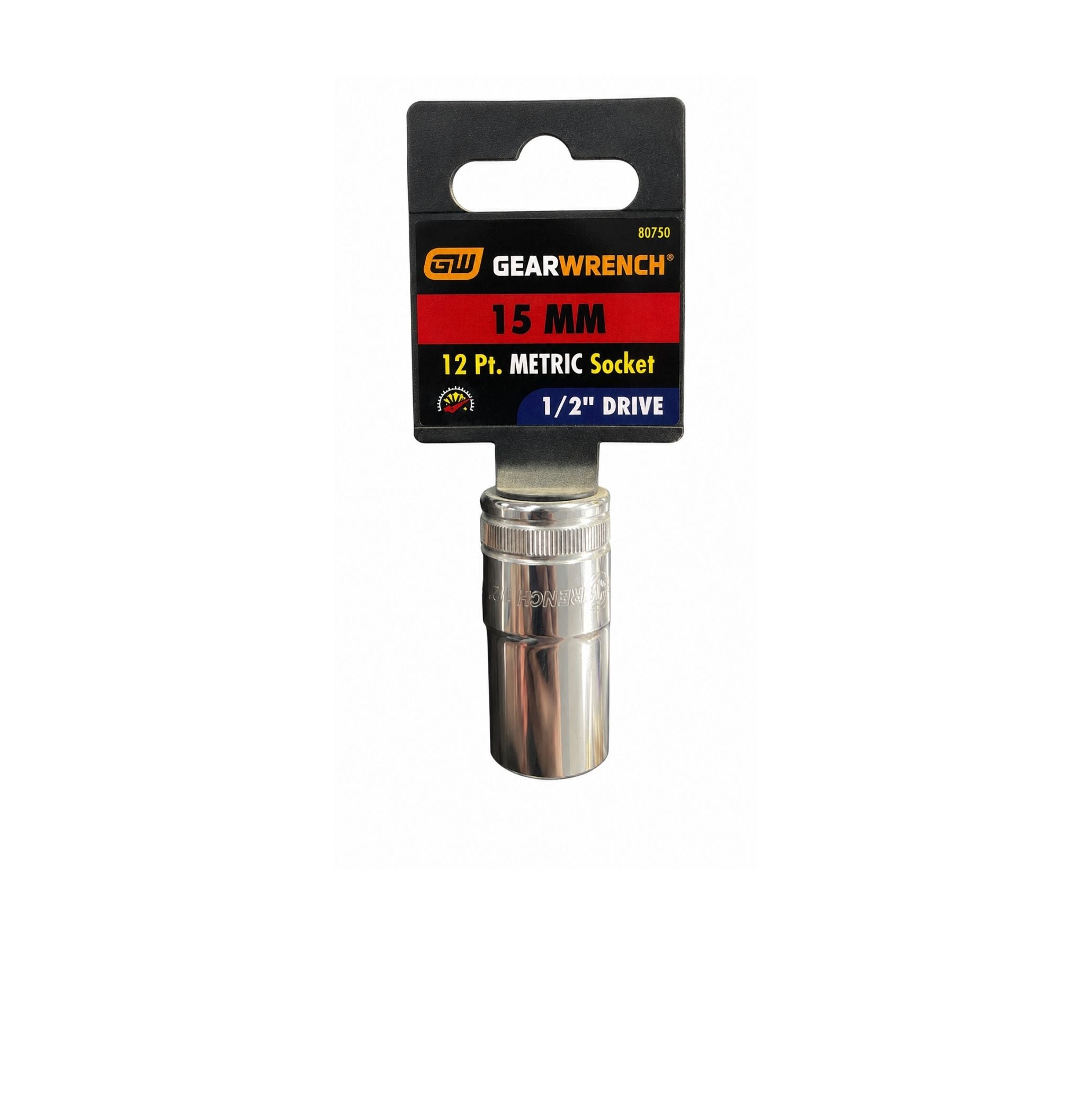 GEARWRENCH 15mm Metric Socket, 12-Point, 1/2" Drive (Model 80750)