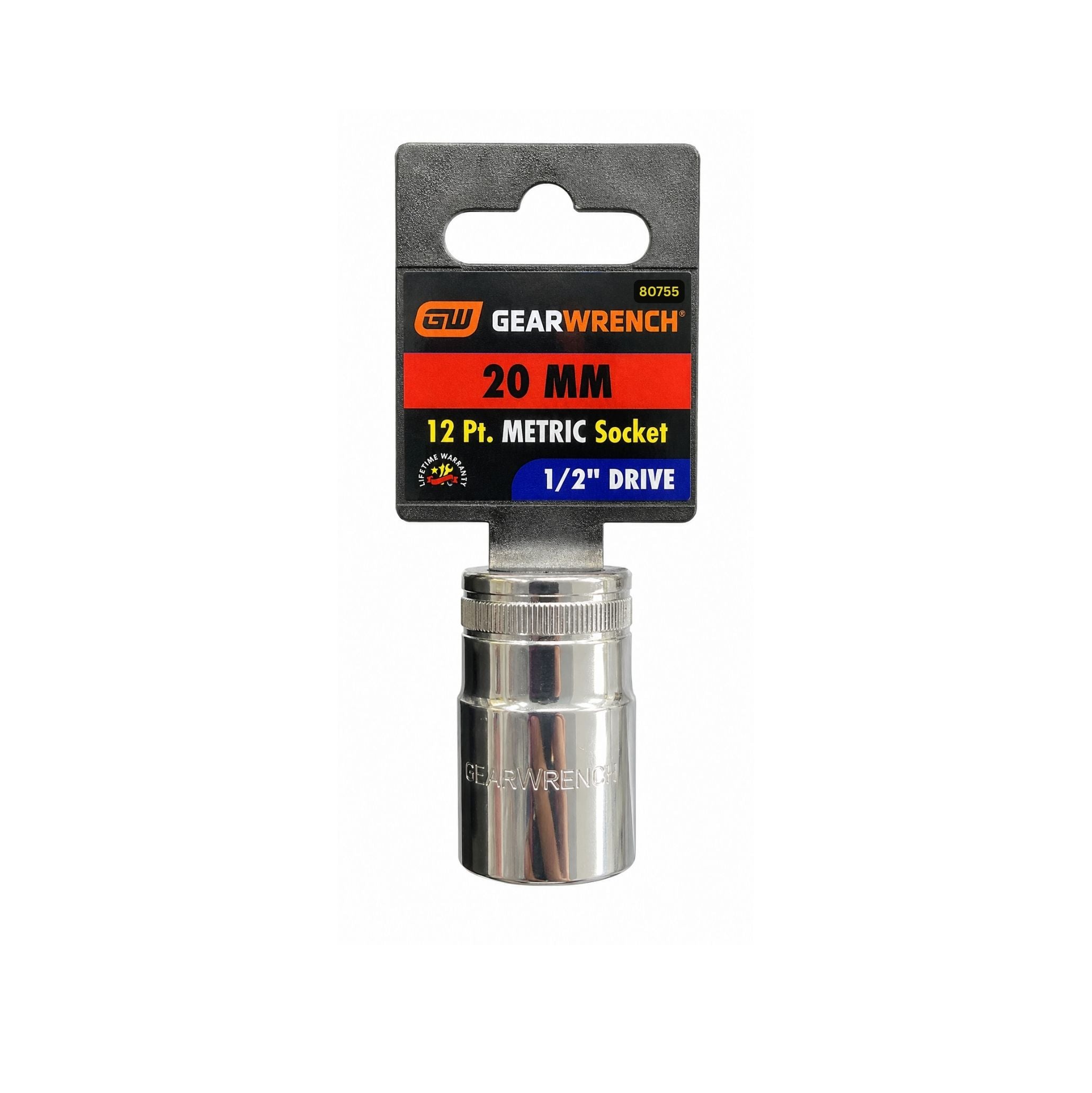 GEARWRENCH 20mm Metric Socket, 12-Point, 1/2" Drive (Model 80755)