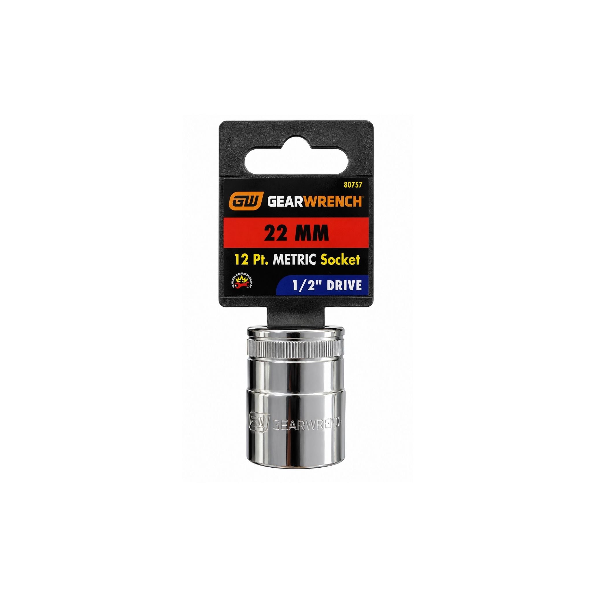 GEARWRENCH 22mm Metric Socket, 12-Point, 1/2" Drive (Model 80757)