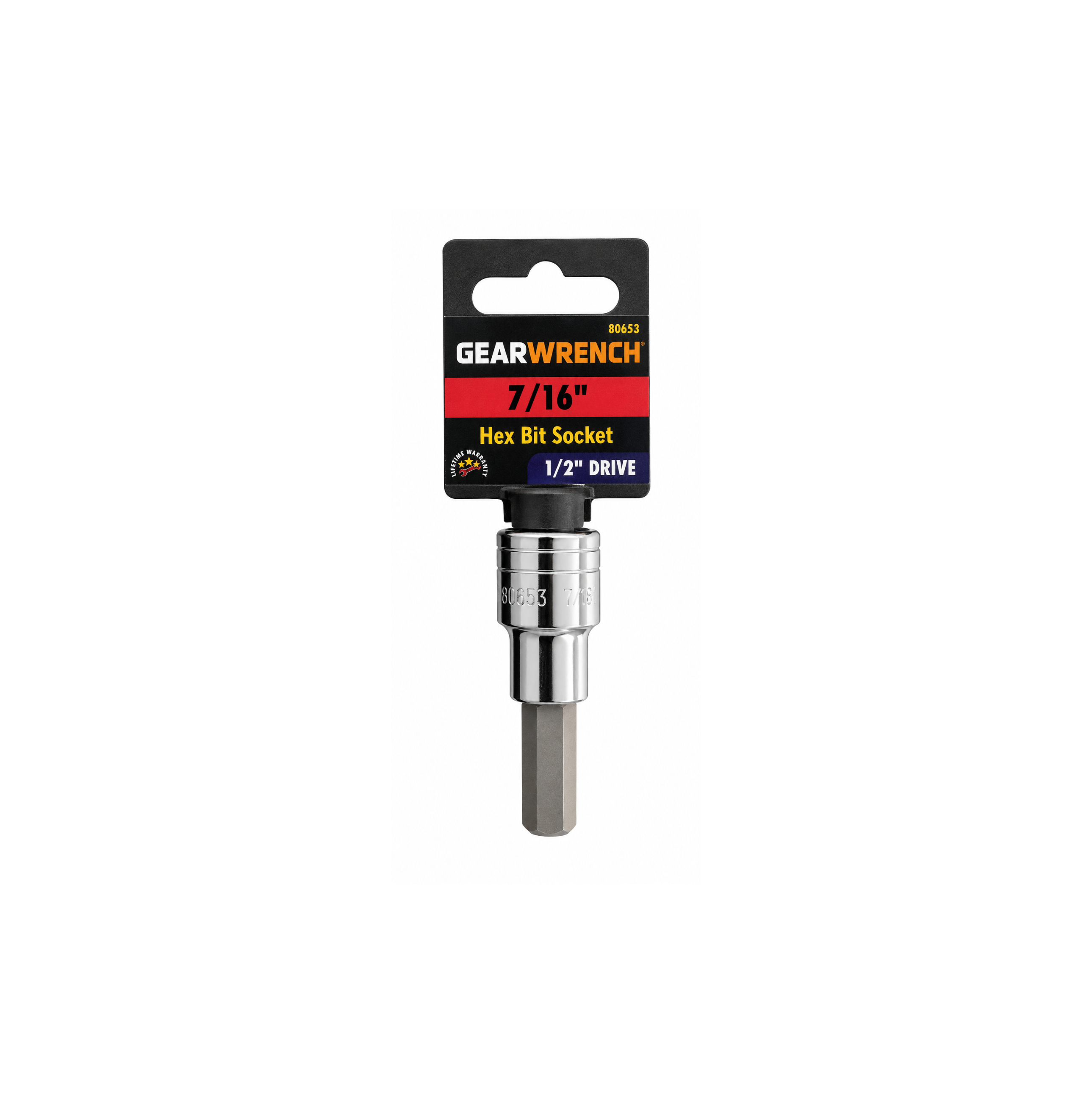 GEARWRENCH 7/16" Hex Bit Socket, 1/2" Drive (Model 80653)