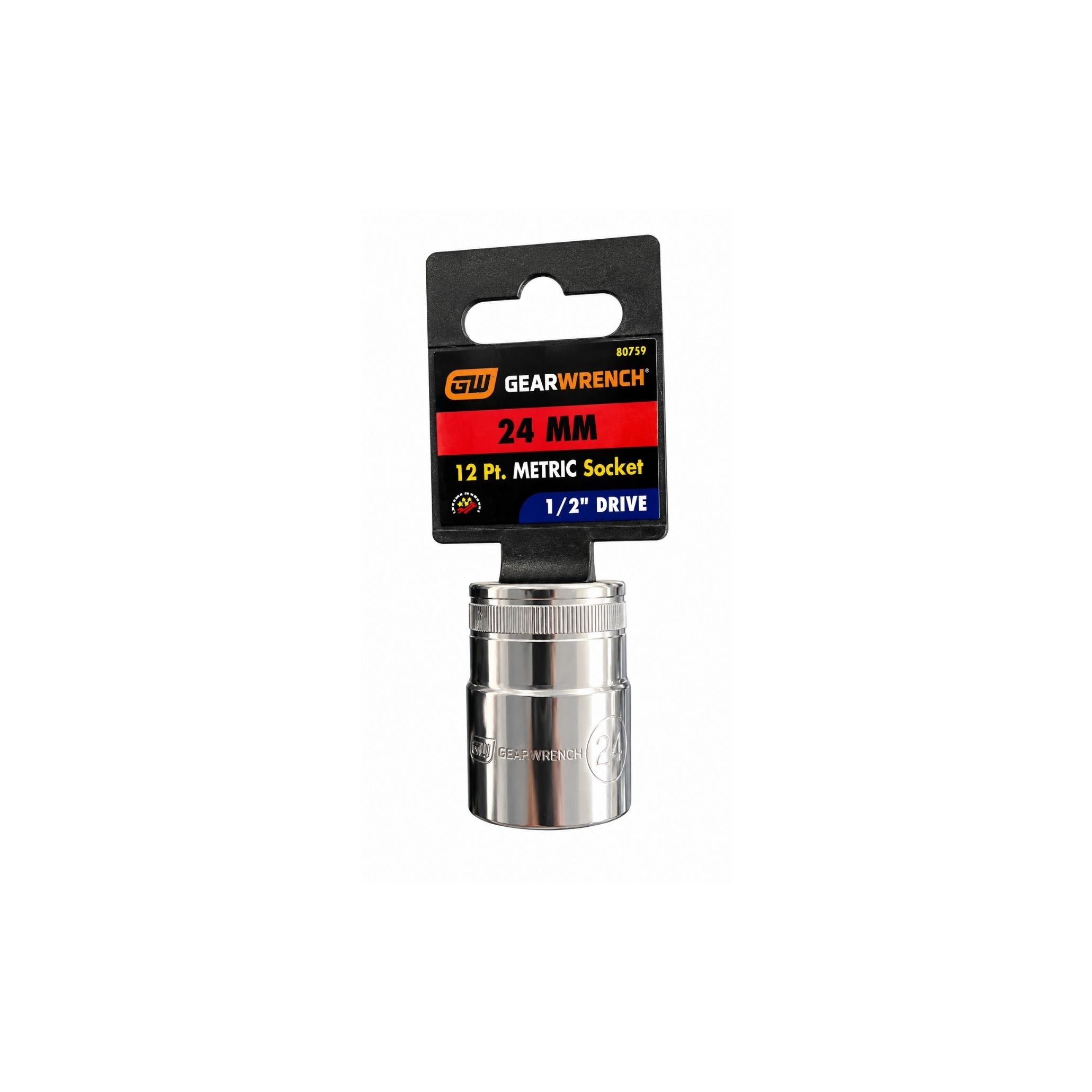 GEARWRENCH 24mm Metric Socket, 12-Point, 1/2" Drive (Model 80759)
