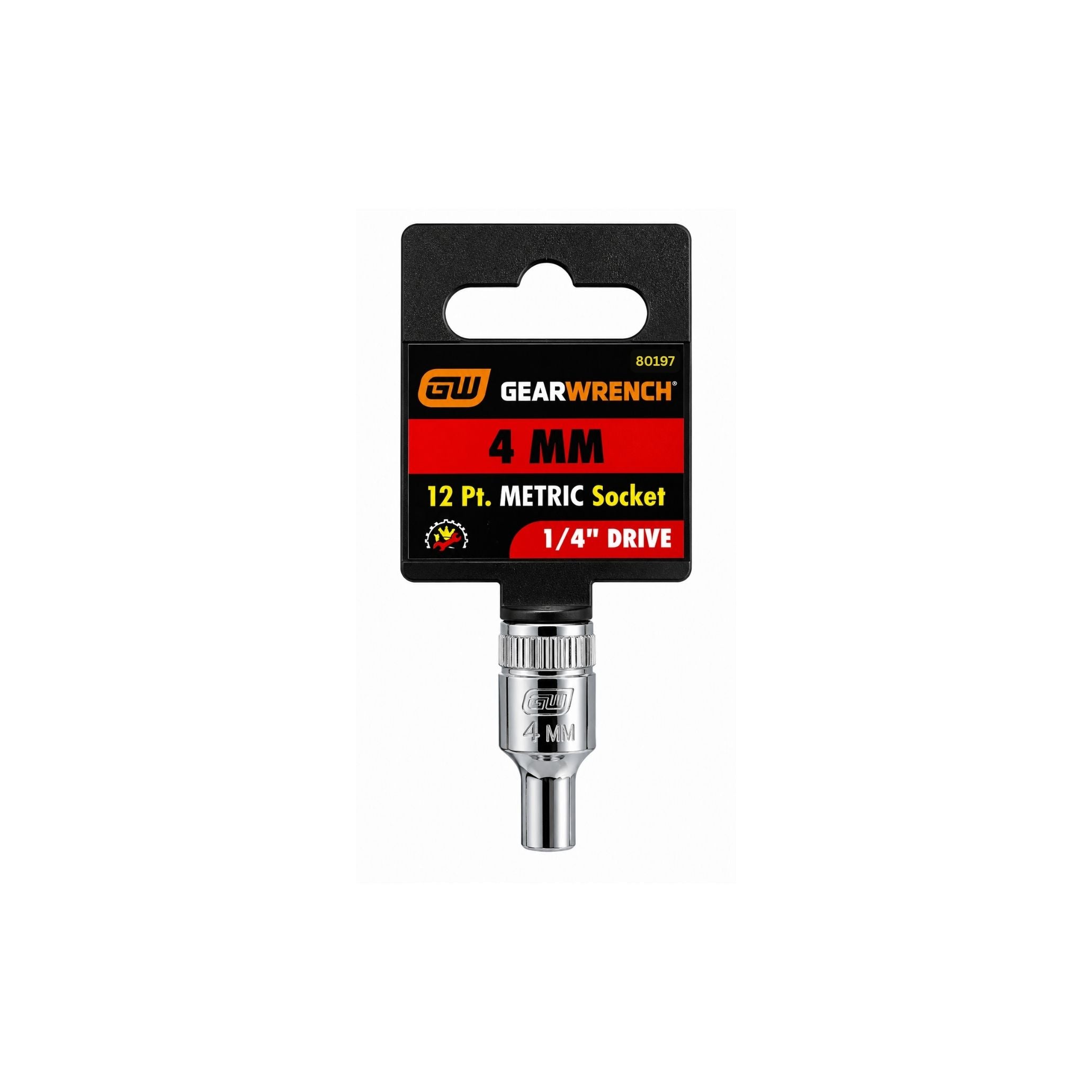 GEARWRENCH 4mm Metric Socket, 12-Point, 1/4" Drive (Model 80197)