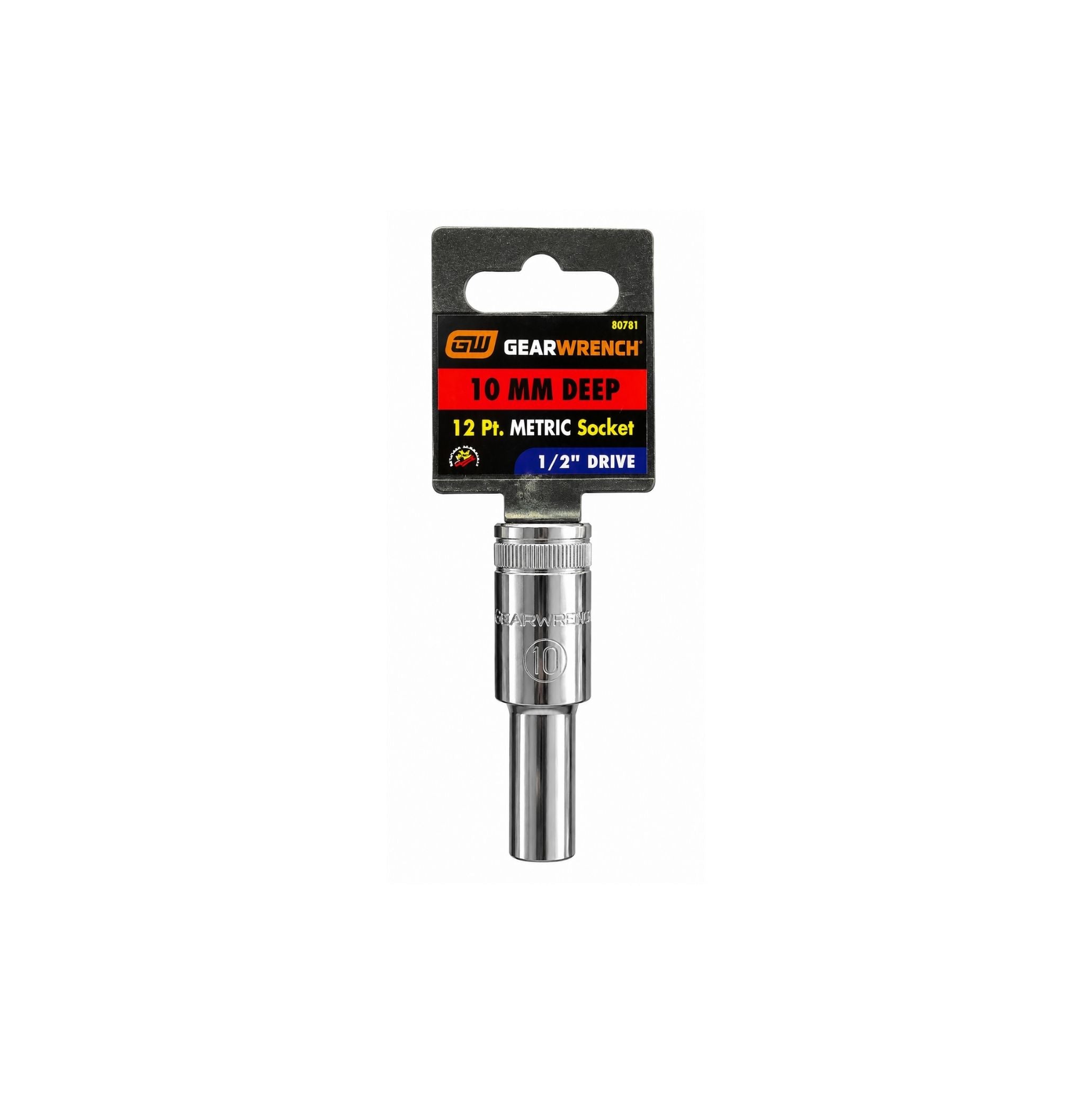 GEARWRENCH 10mm Deep Metric Socket, 12-Point, 1/2" Drive (Model 80781)