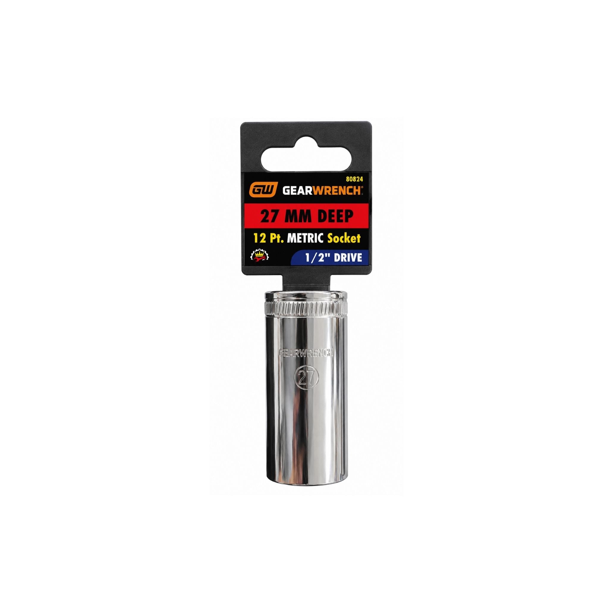 GEARWRENCH 27mm Deep Metric Socket, 12-Point, 1/2" Drive (Model 80824)