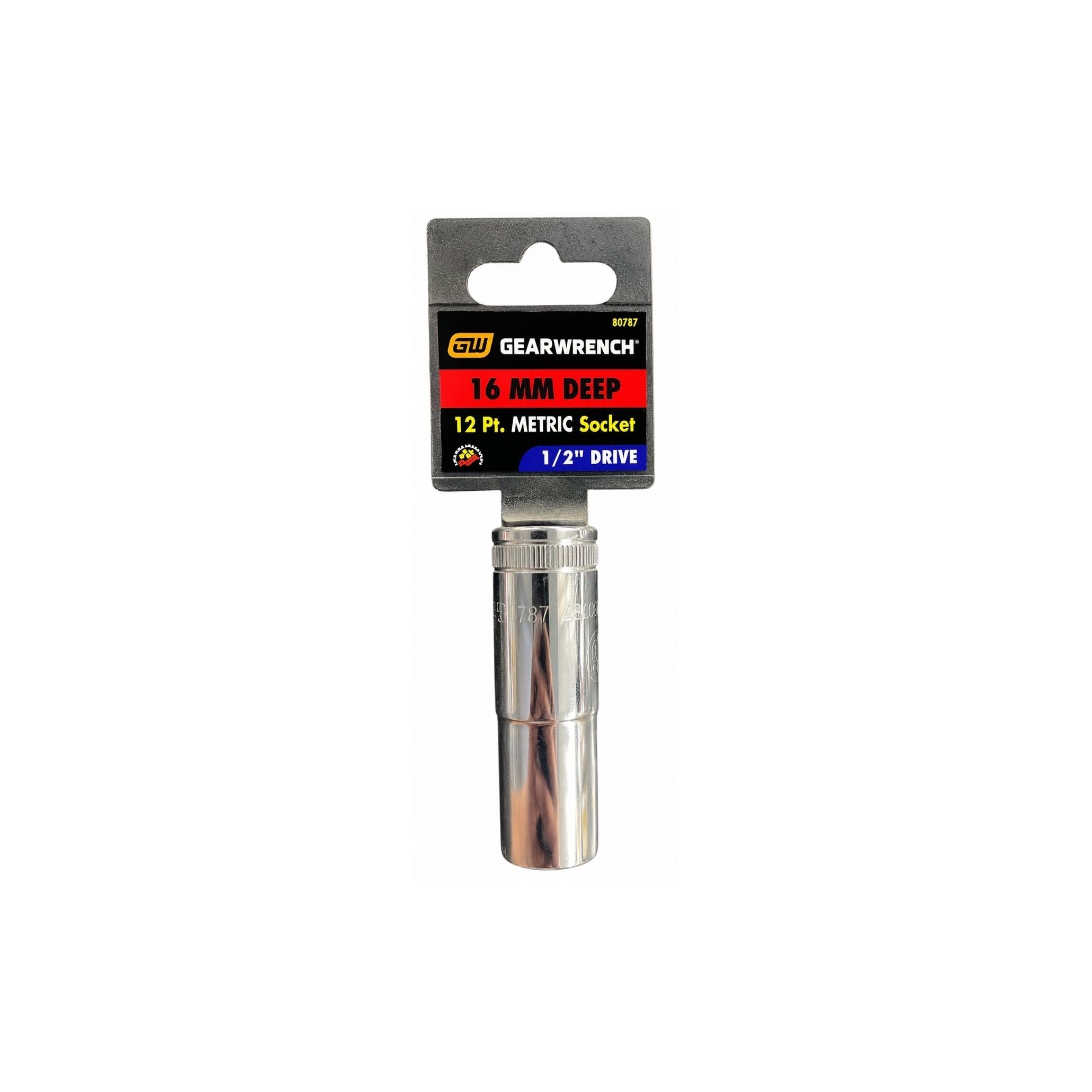 GEARWRENCH 16mm Deep Metric Socket, 12-Point, 1/2" Drive (Model 80787)