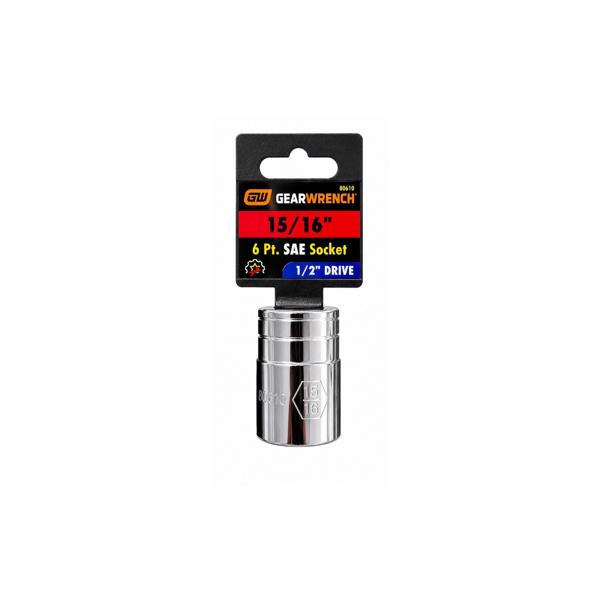 GEARWRENCH 15/16" SAE Socket, 6-Point, 1/2" Drive (Model 80610)