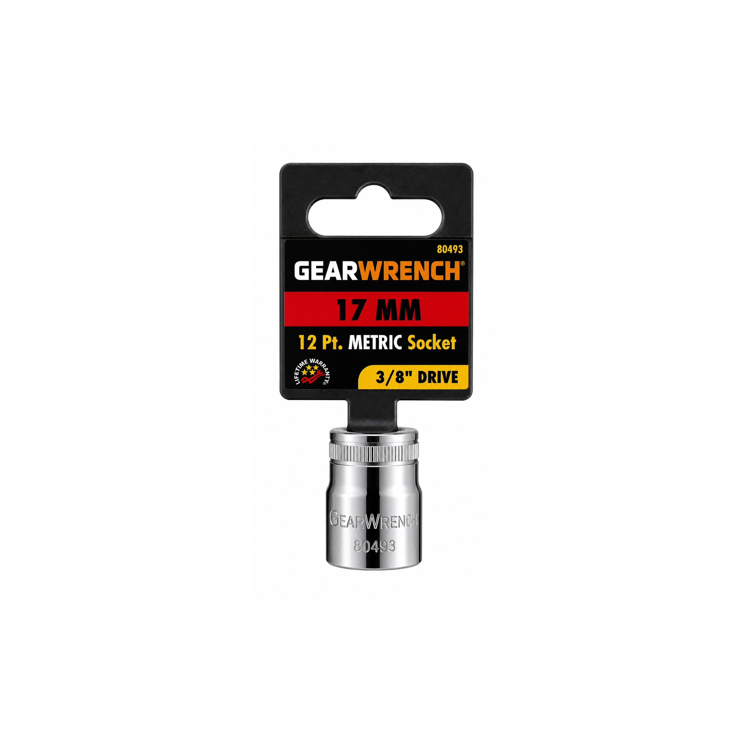 GEARWRENCH 17mm 12-Point Metric Socket, 3/8" Drive (Model 80493)