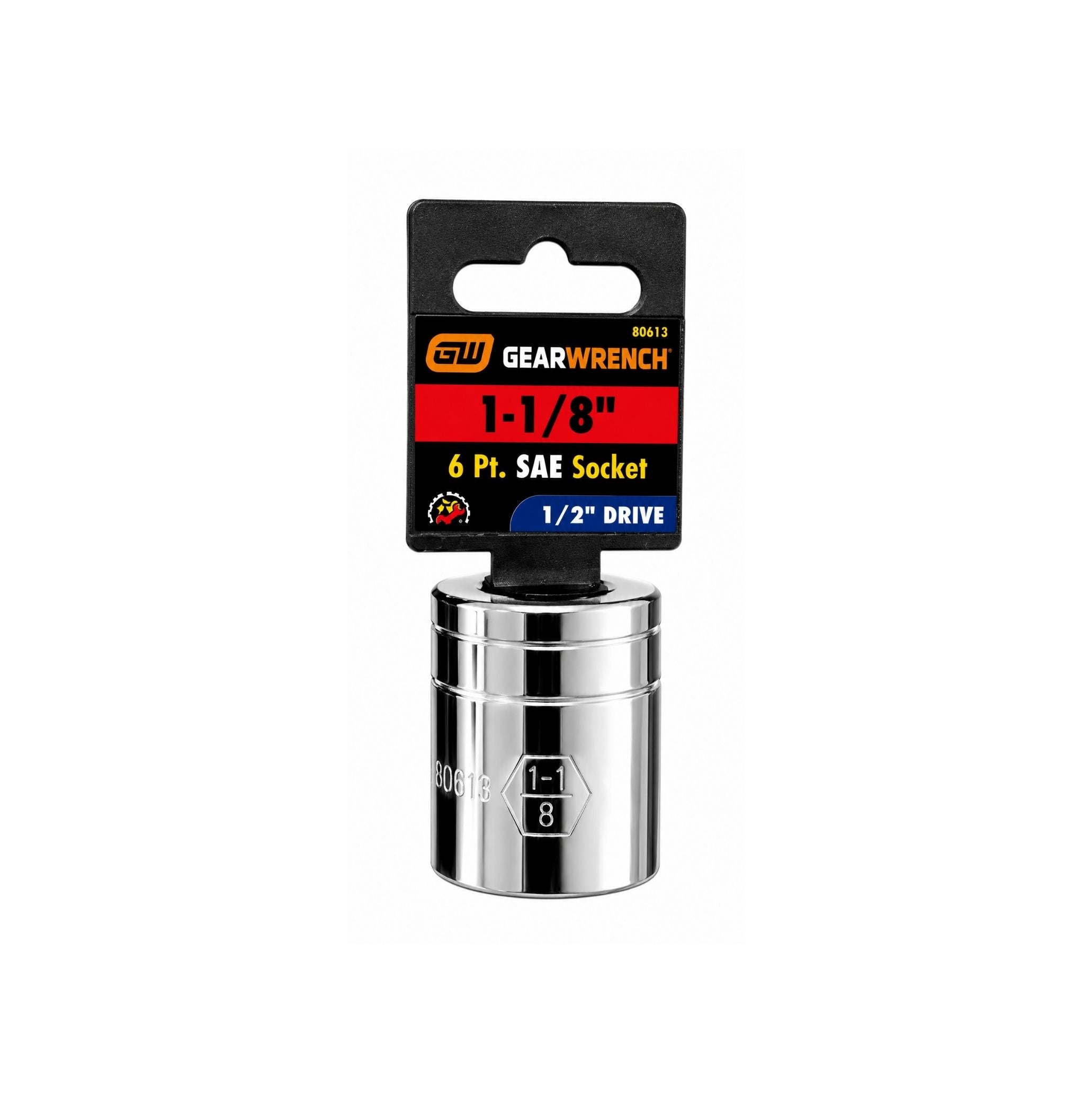 GEARWRENCH 1-1/8" SAE Socket, 6-Point, 1/2" Drive (Model 80613)