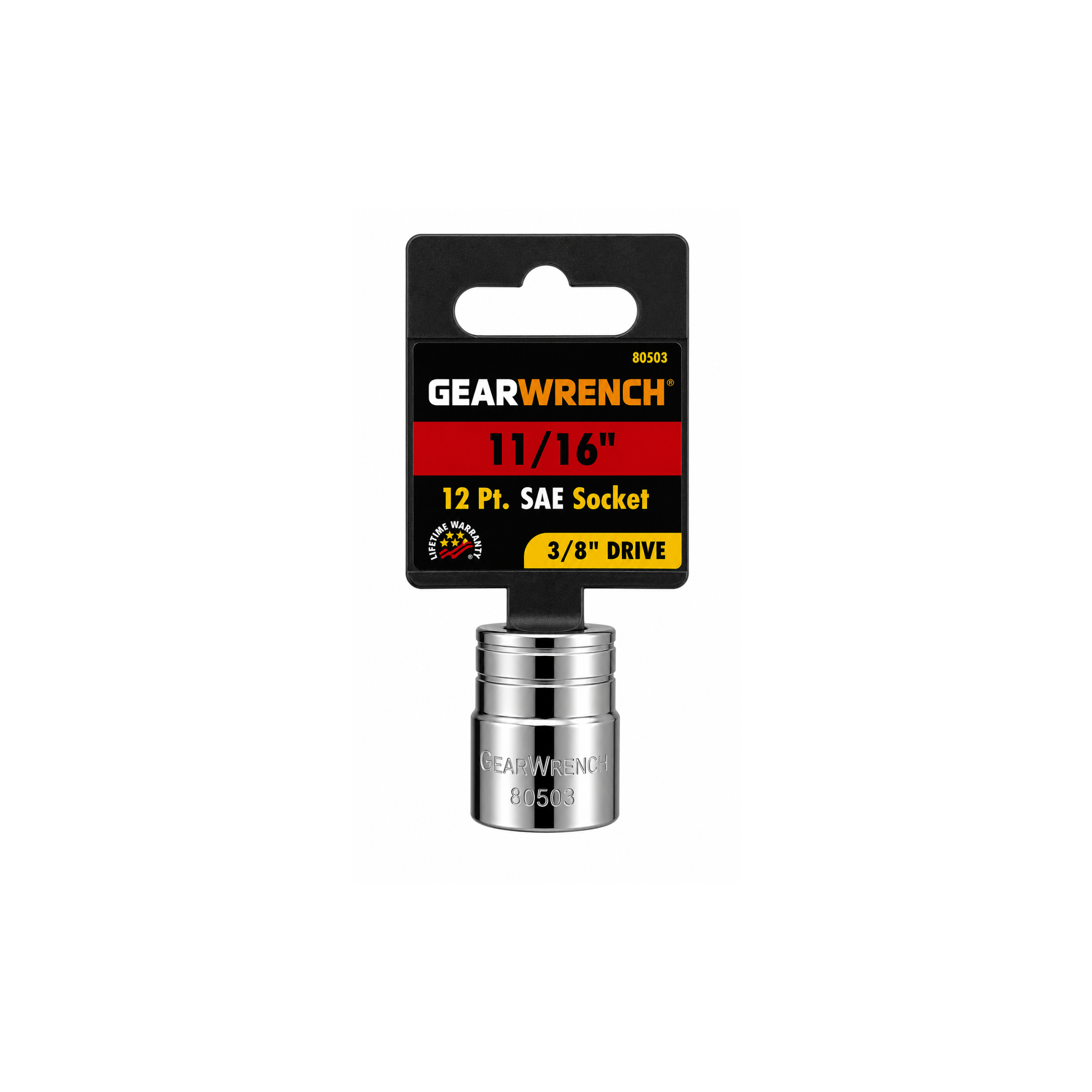 GEARWRENCH 11/16" 12-Point SAE Socket, 3/8" Drive (Model 80503)