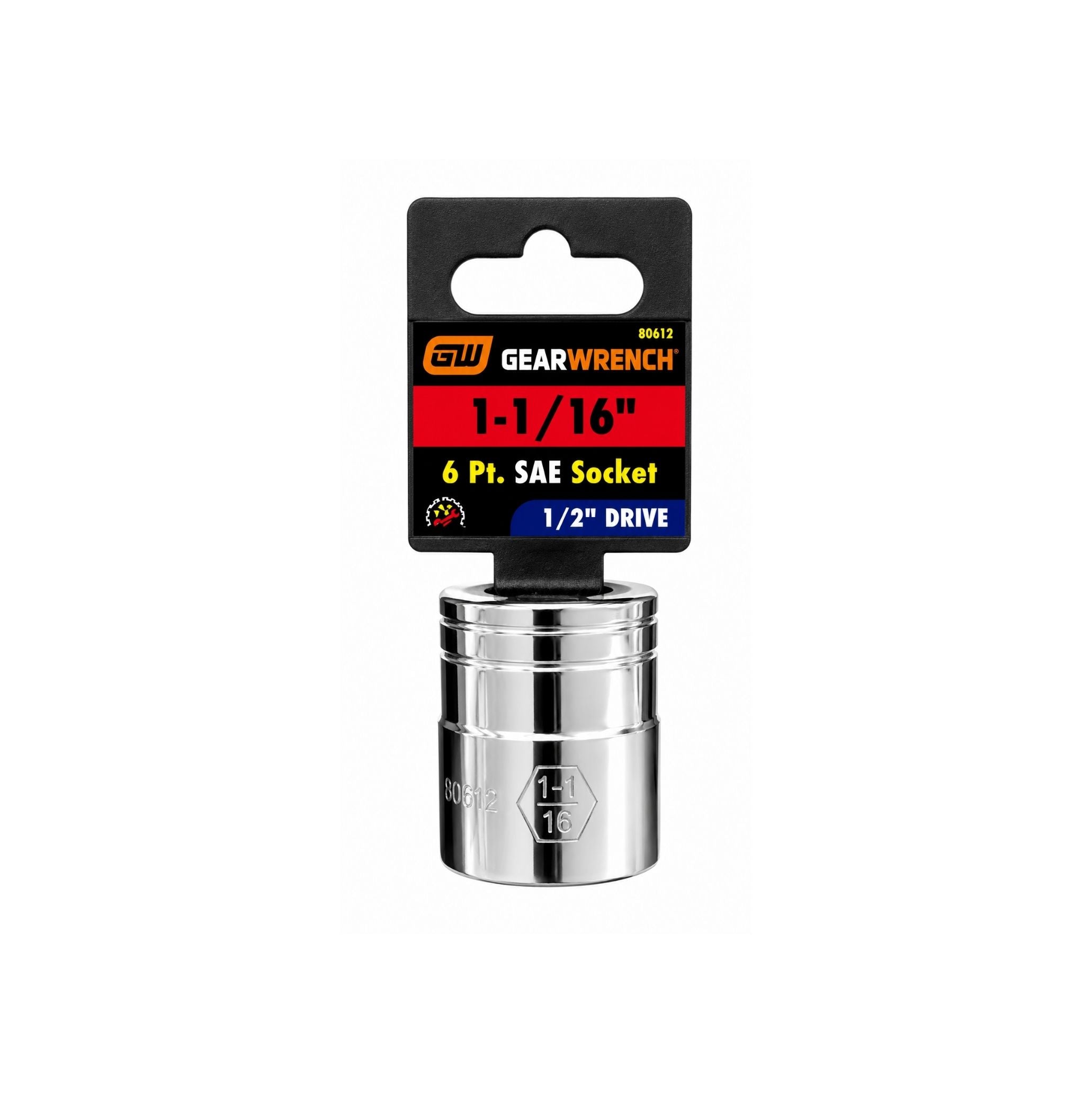 GEARWRENCH 1-1/16" SAE Socket, 6-Point, 1/2" Drive (Model 80612)