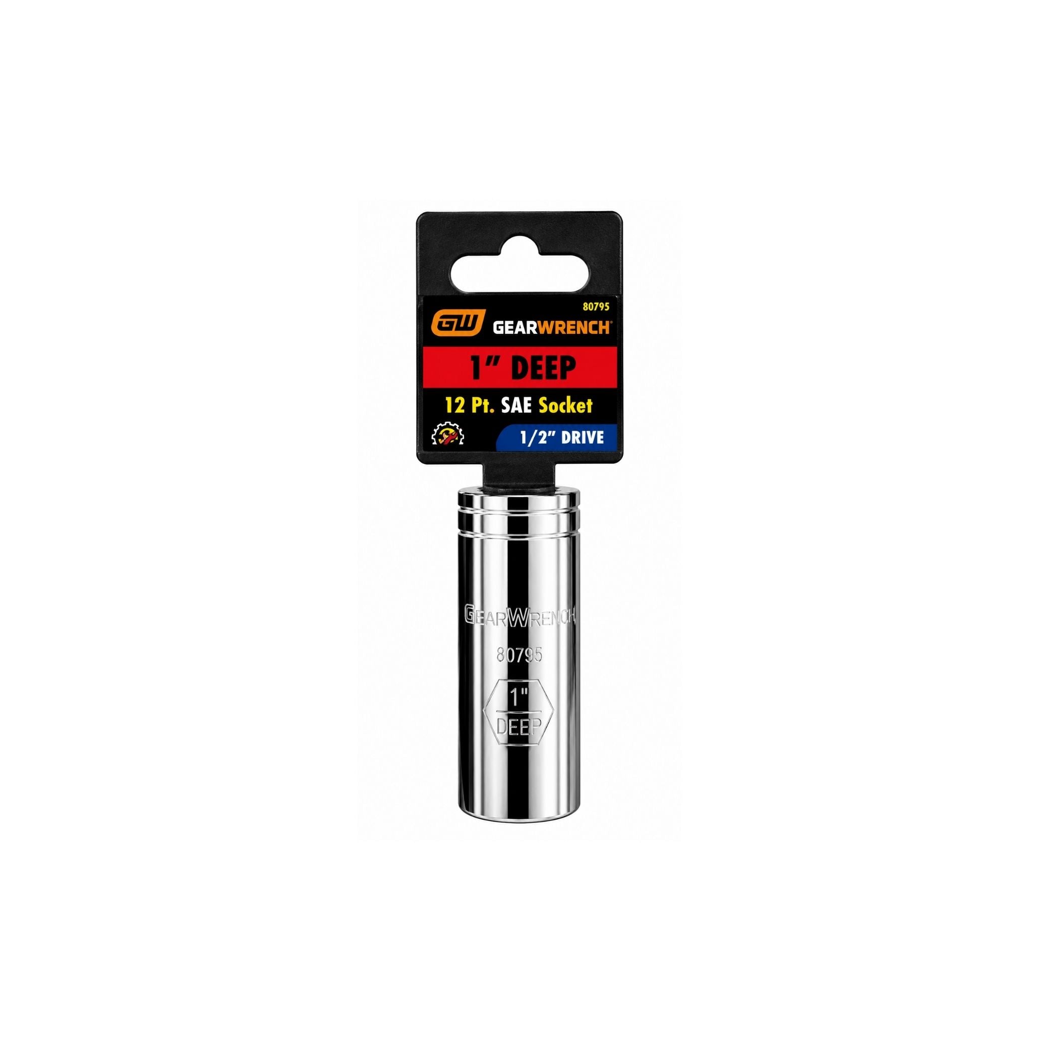 GEARWRENCH 1" Deep SAE Socket, 12-Point, 1/2" Drive (Model 80795)
