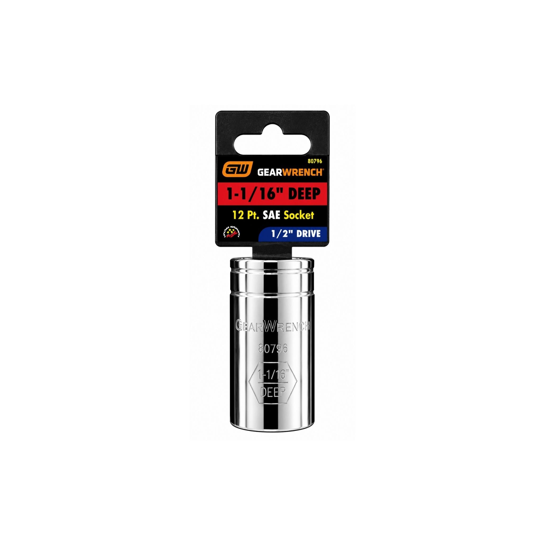 GEARWRENCH 1-1/16" Deep SAE Socket, 12-Point, 1/2" Drive (Model 80796)