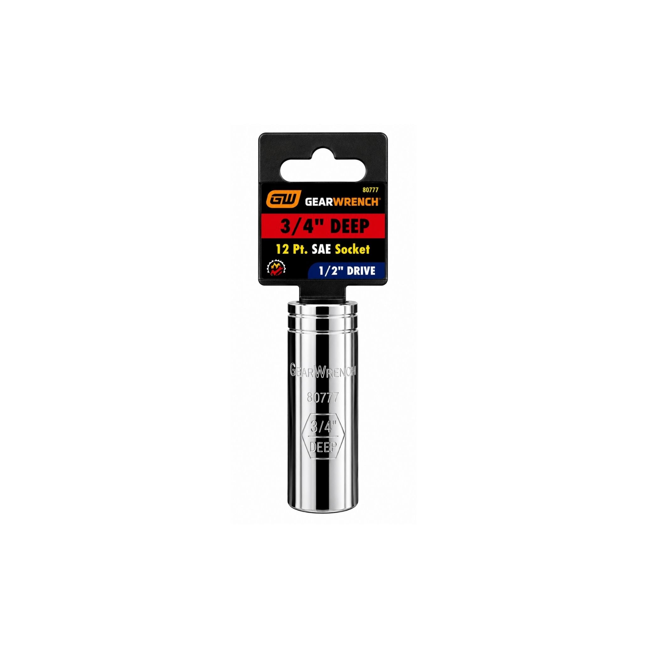 GEARWRENCH 3/4" Deep SAE Socket, 12-Point, 1/2" Drive (Model 80777)
