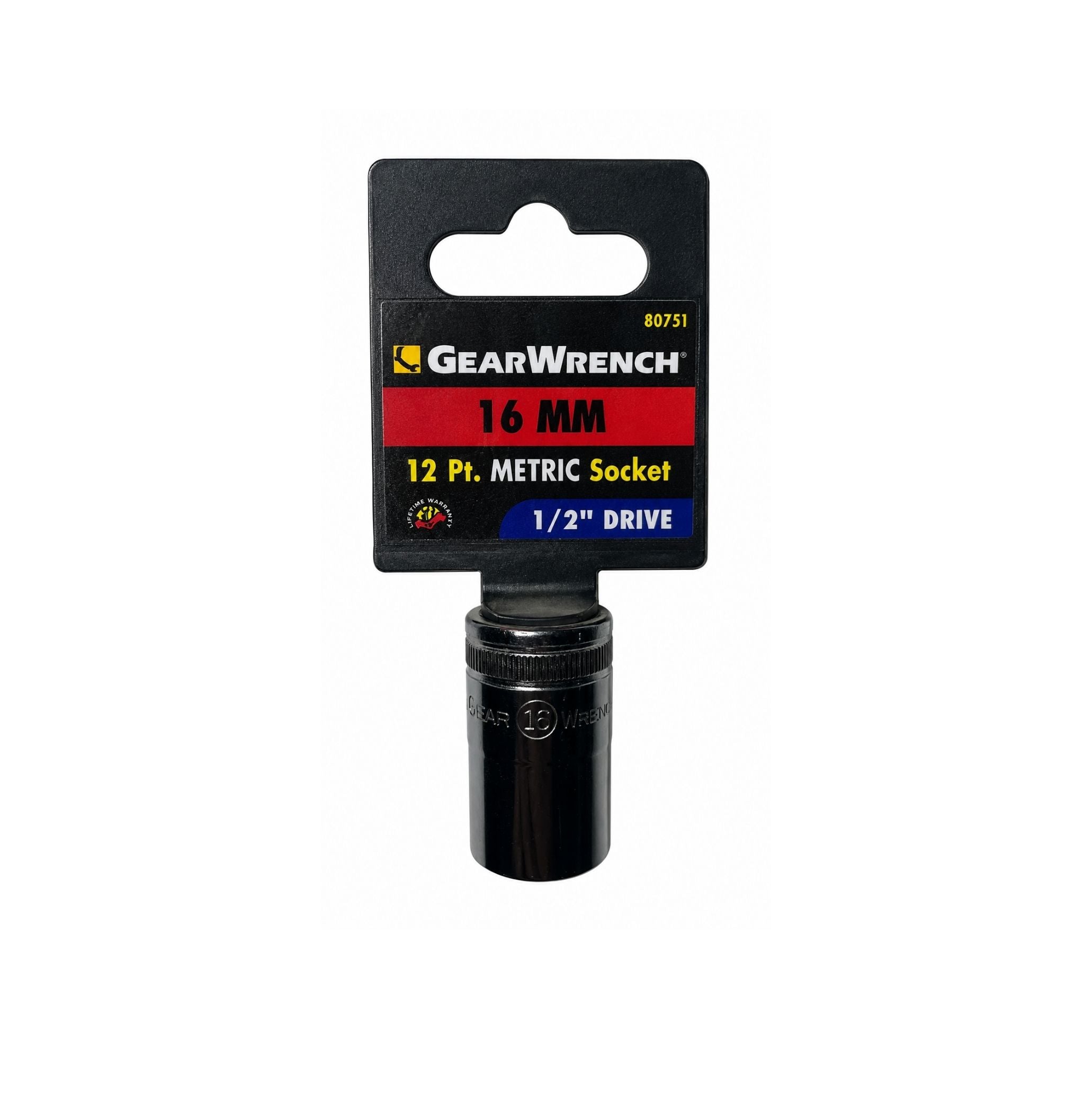 GEARWRENCH 16mm 12-Point Metric Socket – 1/2" Drive (Model 80751)
