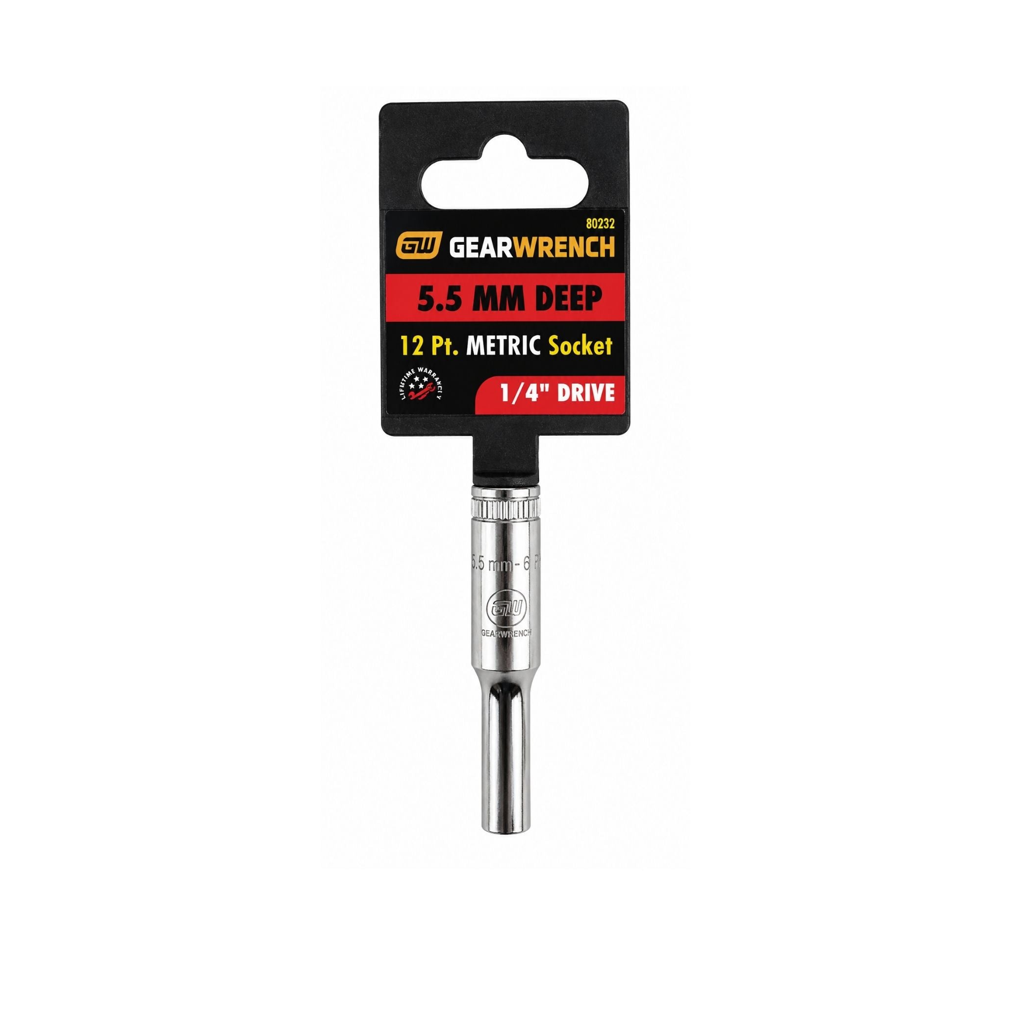 GEARWRENCH 5.5mm Deep 12-Point Metric Socket, 1/4" Drive (Model 80232)