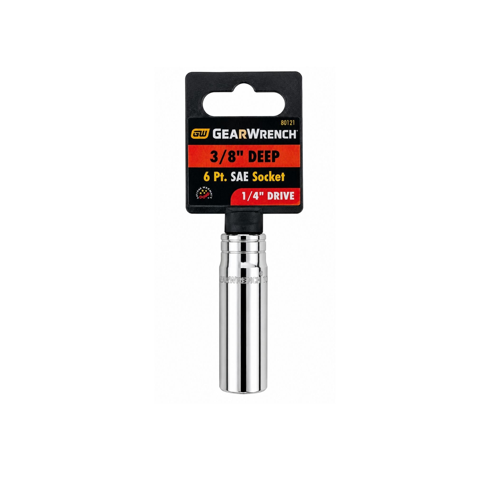 GEARWRENCH 3/8" Deep SAE Socket, 6-Point, 1/4" Drive (Model 80121)