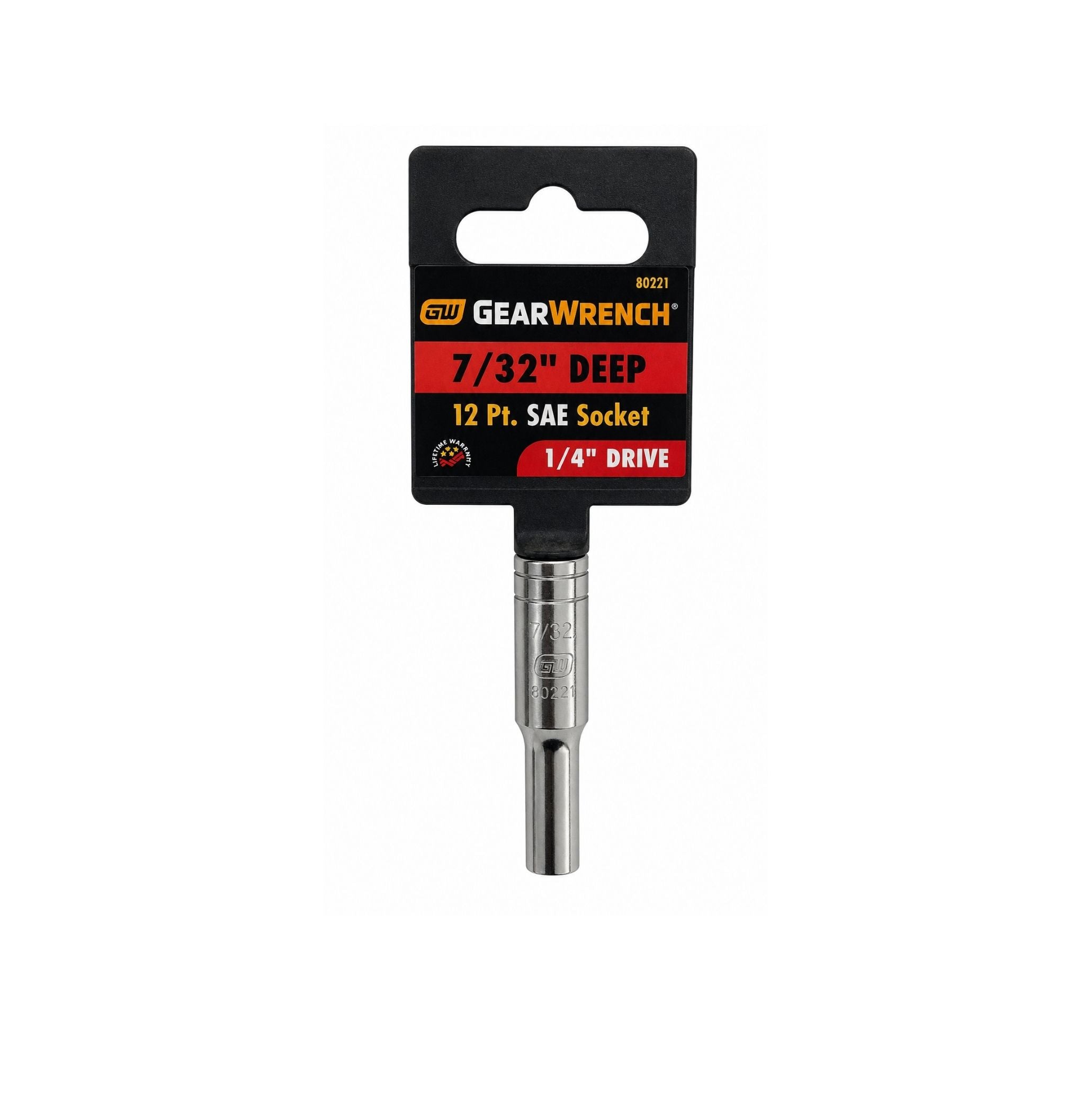GEARWRENCH 7/32" Deep SAE Socket, 12-Point, 1/4" Drive (Model 80221)