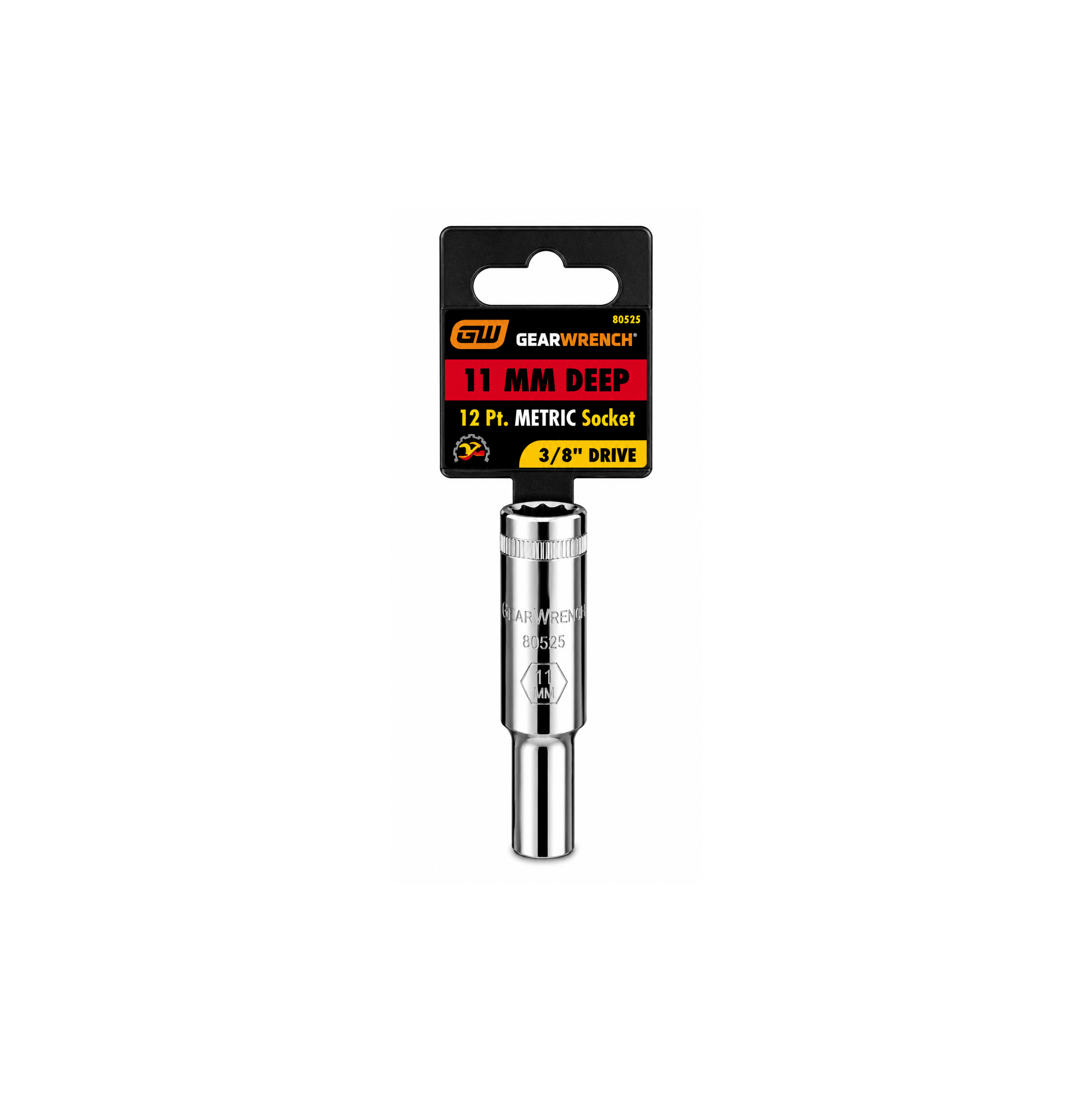 GEARWRENCH 11mm Deep Metric Socket, 12-Point, 3/8" Drive (Model 80525)