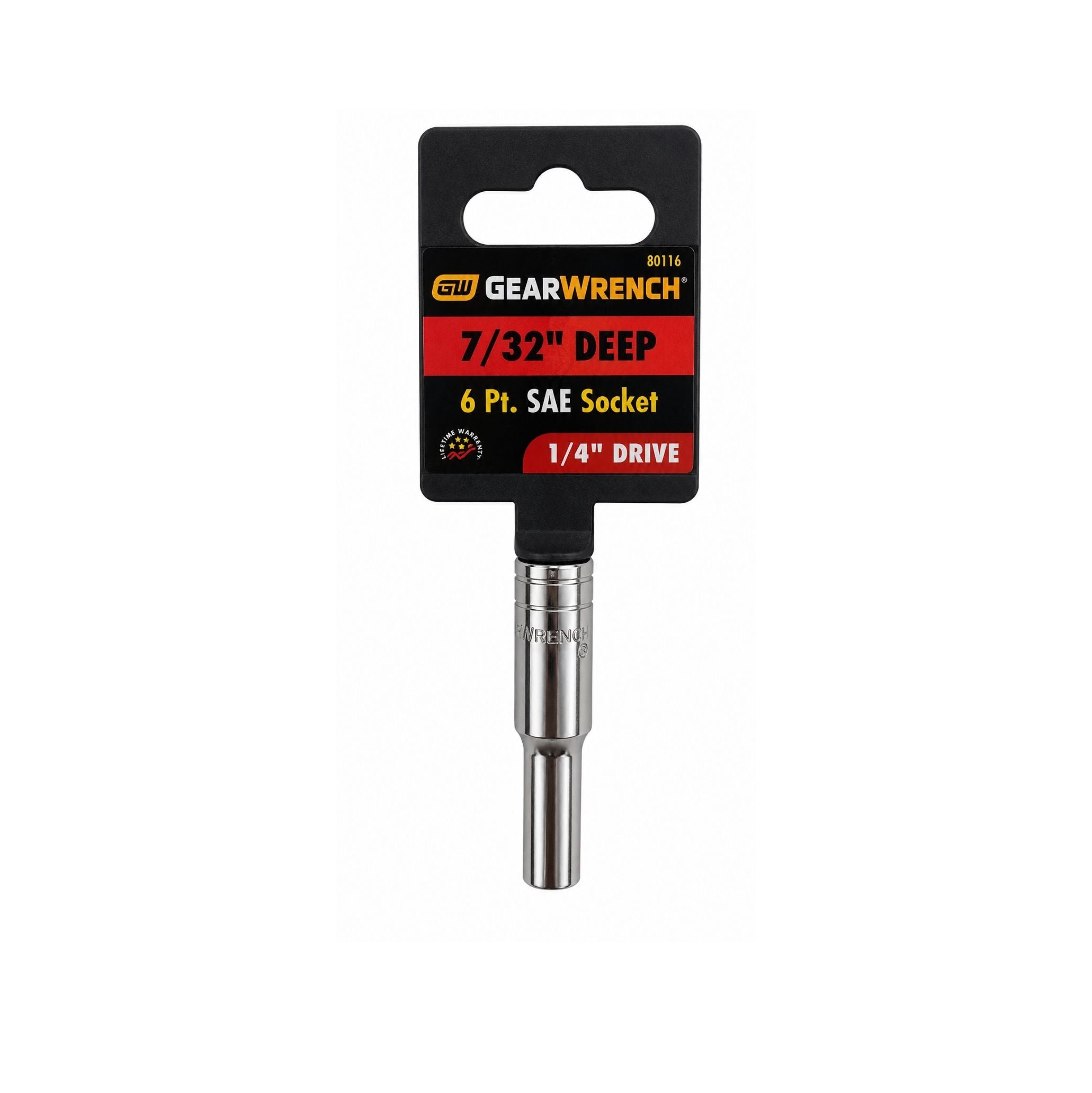 GEARWRENCH 7/32" Deep SAE Socket, 6-Point, 1/4" Drive (Model 80116)
