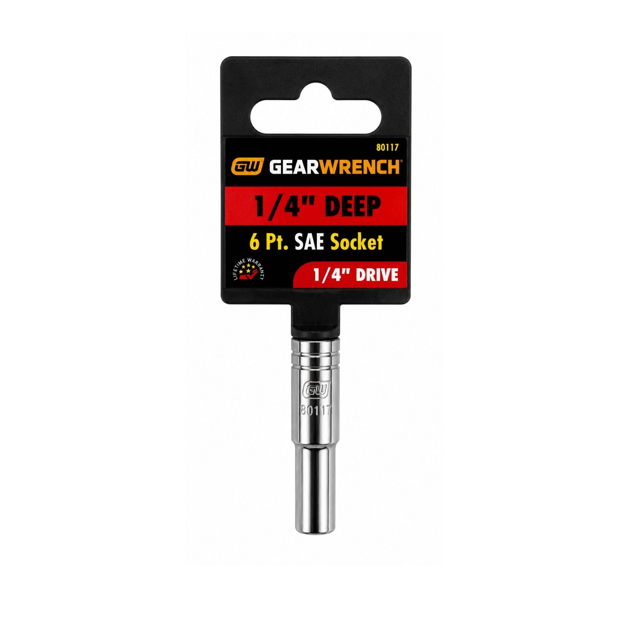 GEARWRENCH 1/4" Deep SAE Socket, 6-Point, 1/4" Drive (Model 80117)