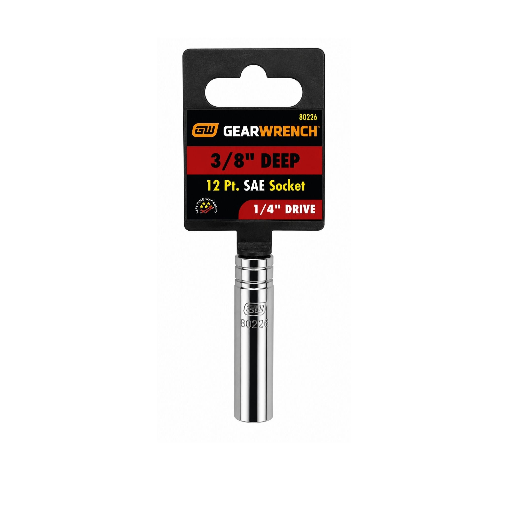 GEARWRENCH 3/8" Deep SAE Socket, 12-Point, 1/4" Drive (Model 80226)