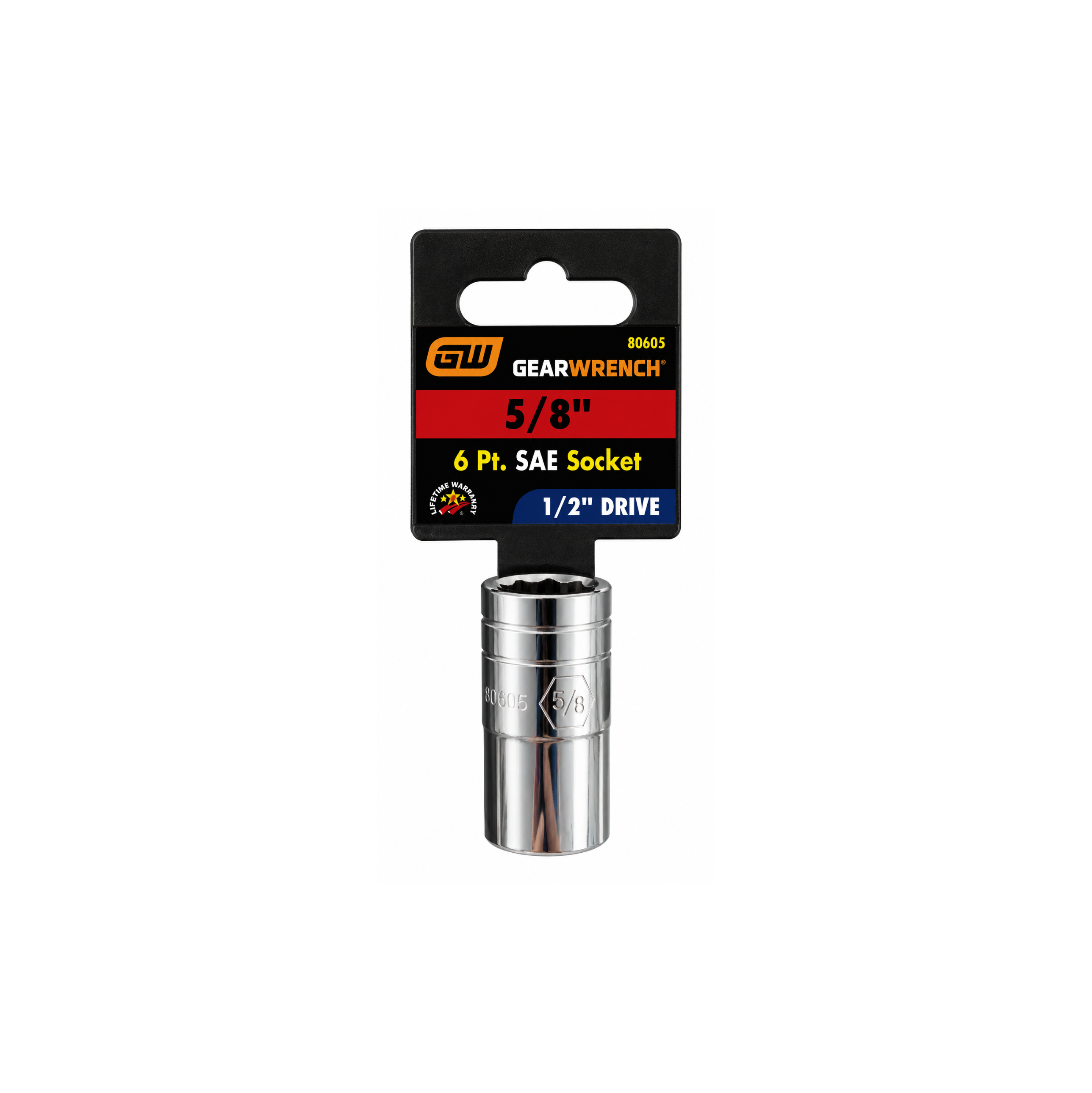 GEARWRENCH 5/8" SAE Socket, 6-Point, 1/2" Drive (Model 80605)