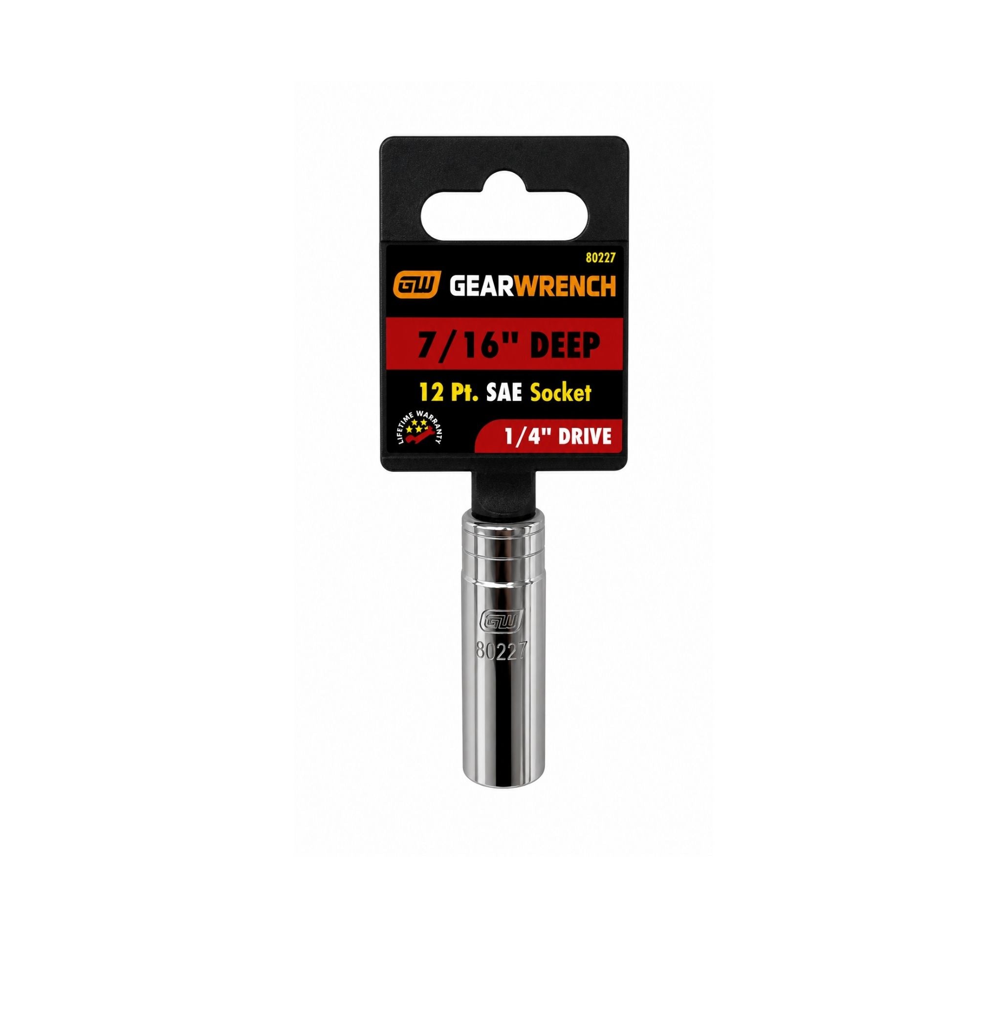 GEARWRENCH 7/16" Deep SAE Socket, 12-Point, 1/4" Drive (Model 80227)
