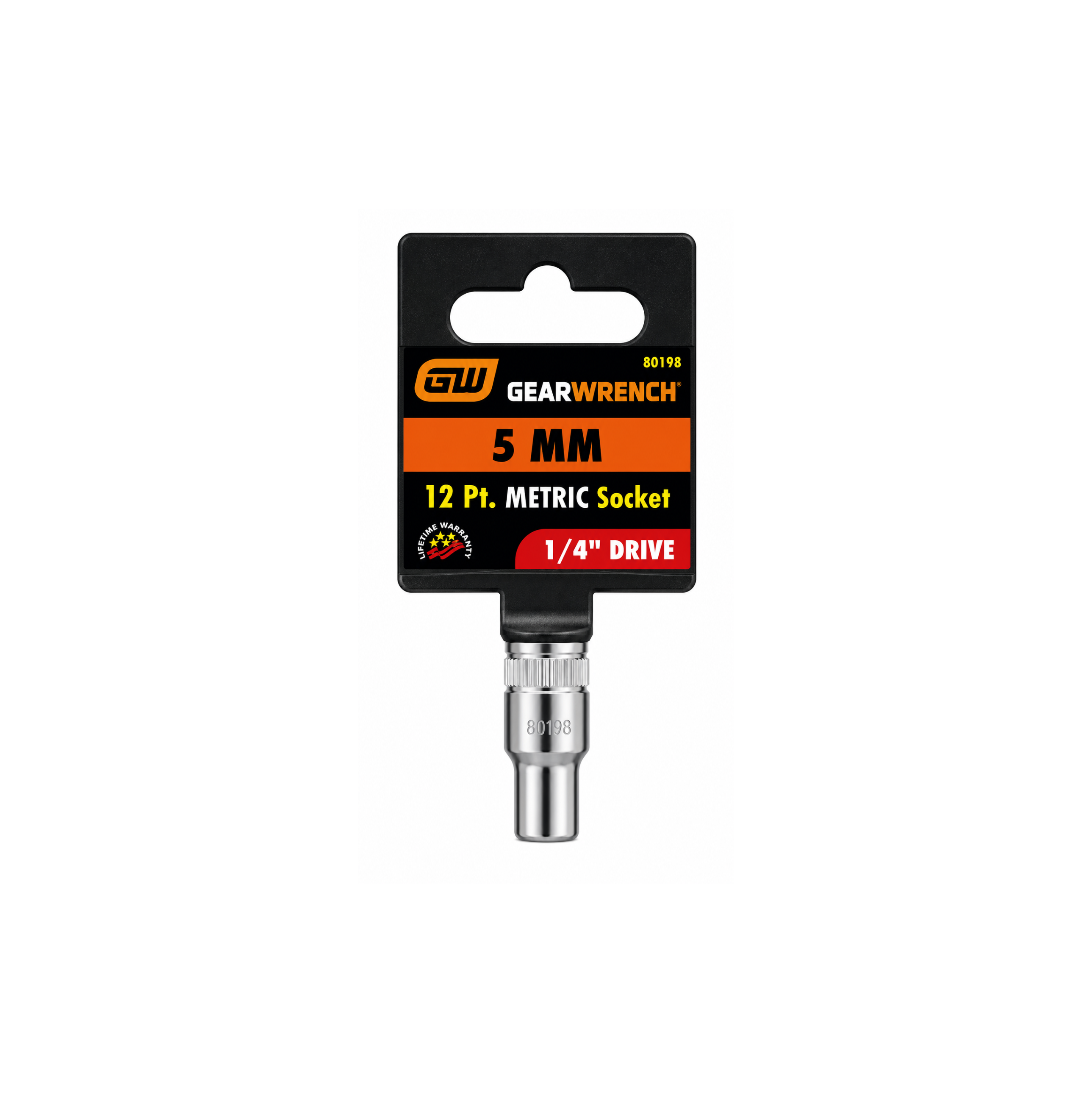GEARWRENCH 5mm Metric Socket, 12-Point, 1/4" Drive (Model 80198)
